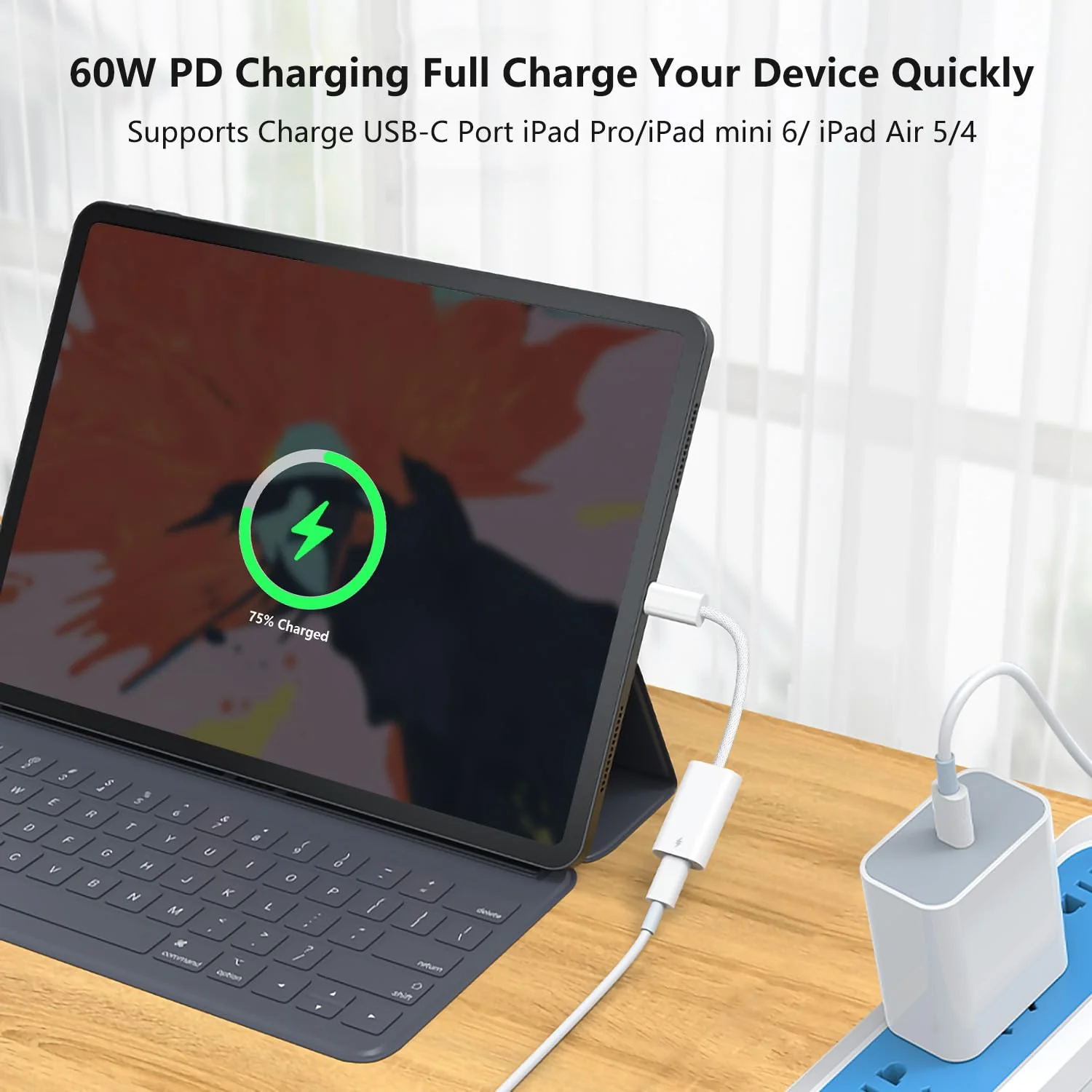 Lightning to USB C Adapter, USB C Male to Lightning Female 60W PD Fast Charging Adapter for iPhone 16/16 Pro/15/15Pro/15+, iPad Pro/iPad Air 5/4, MacBook/Samsung and More Type C Devices -Only Charge White - Image 3