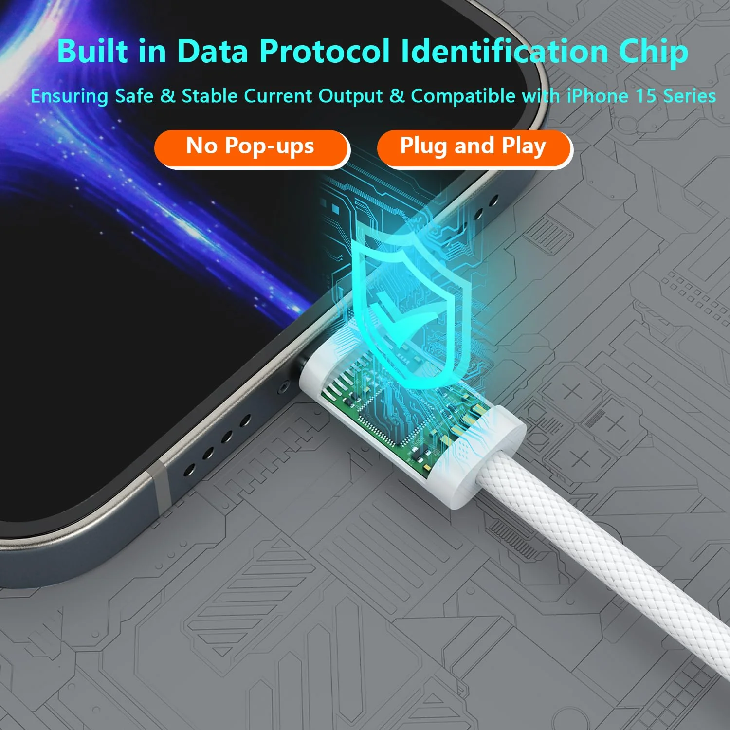 Lightning to USB C Adapter, USB C Male to Lightning Female 60W PD Fast Charging Adapter for iPhone 16/16 Pro/15/15Pro/15+, iPad Pro/iPad Air 5/4, MacBook/Samsung and More Type C Devices -Only Charge White - Image 4