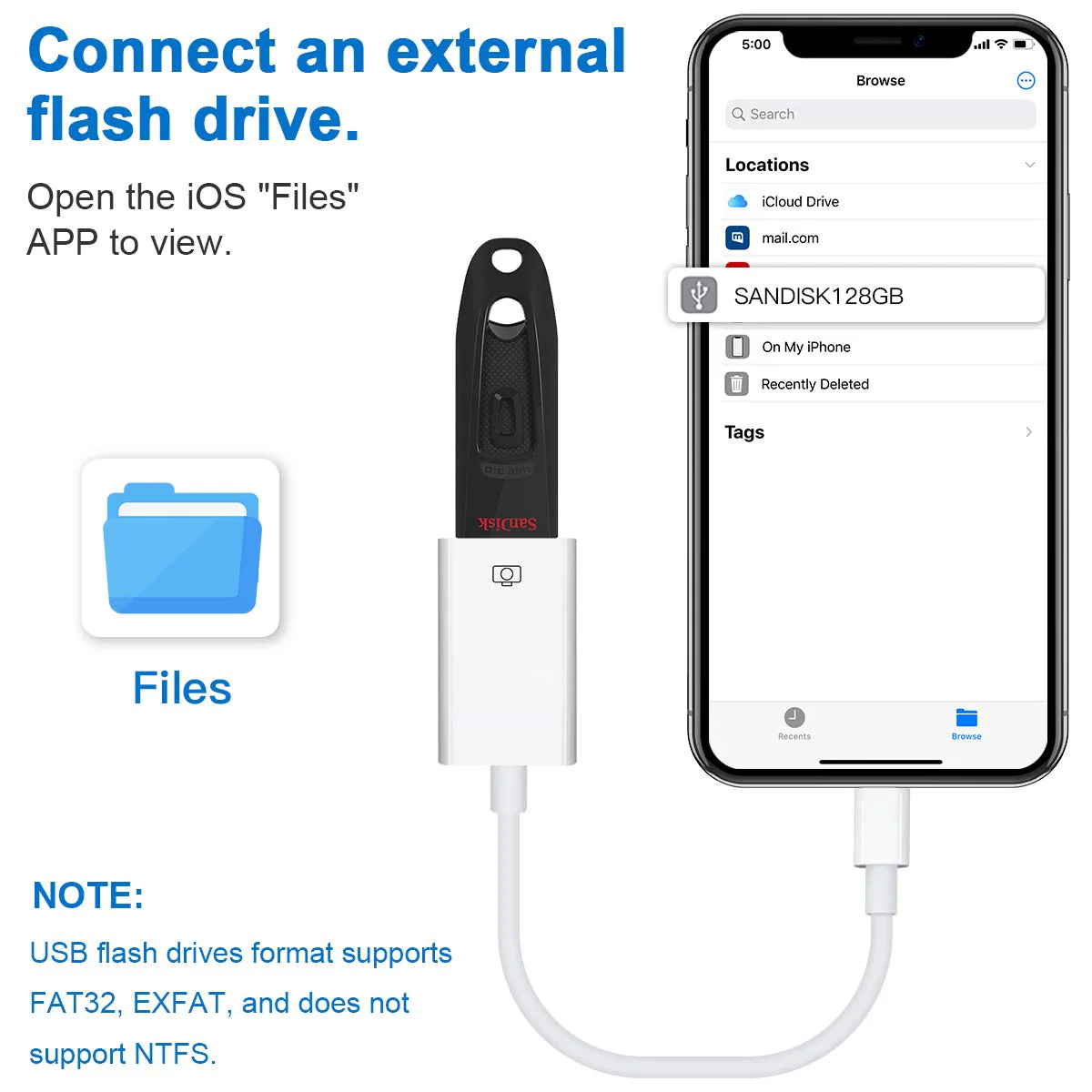 Lightning to USB Camera Adapter Lightning Female USB OTG Cable Adapter for Select iPhone,iPad Models Support Connect Camera, Card Reader, USB Flash Drive, MIDI Keyboard, White (White) - Image 7