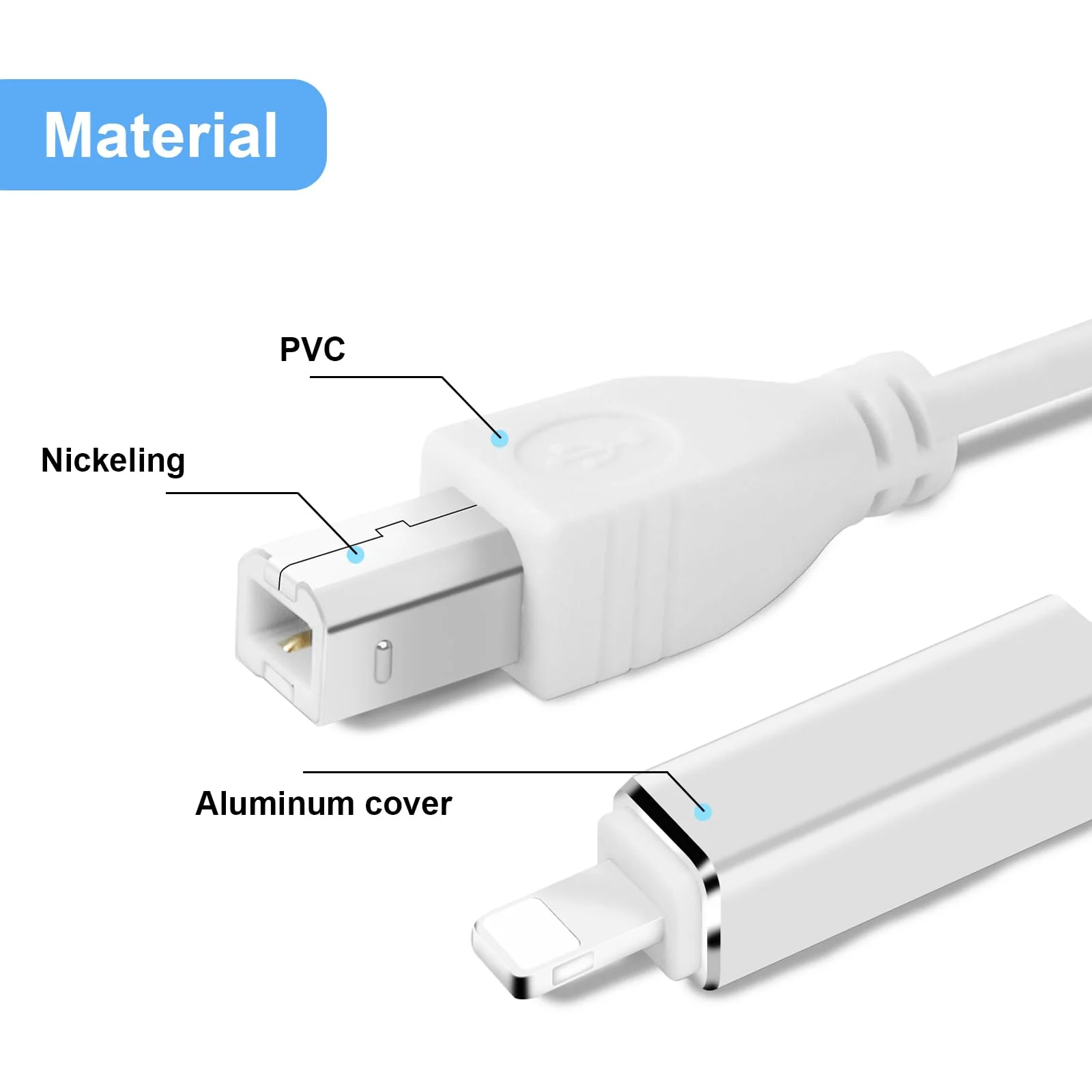 Lightnning to USB 2.0 OTG Cable Type B Midi Cable 5Ft Lighting to Midi Cable Compatible with iOS Devices to Midi Controller, Electronic Music Instrument, Piano, Midi Keyboard and More - Image 2