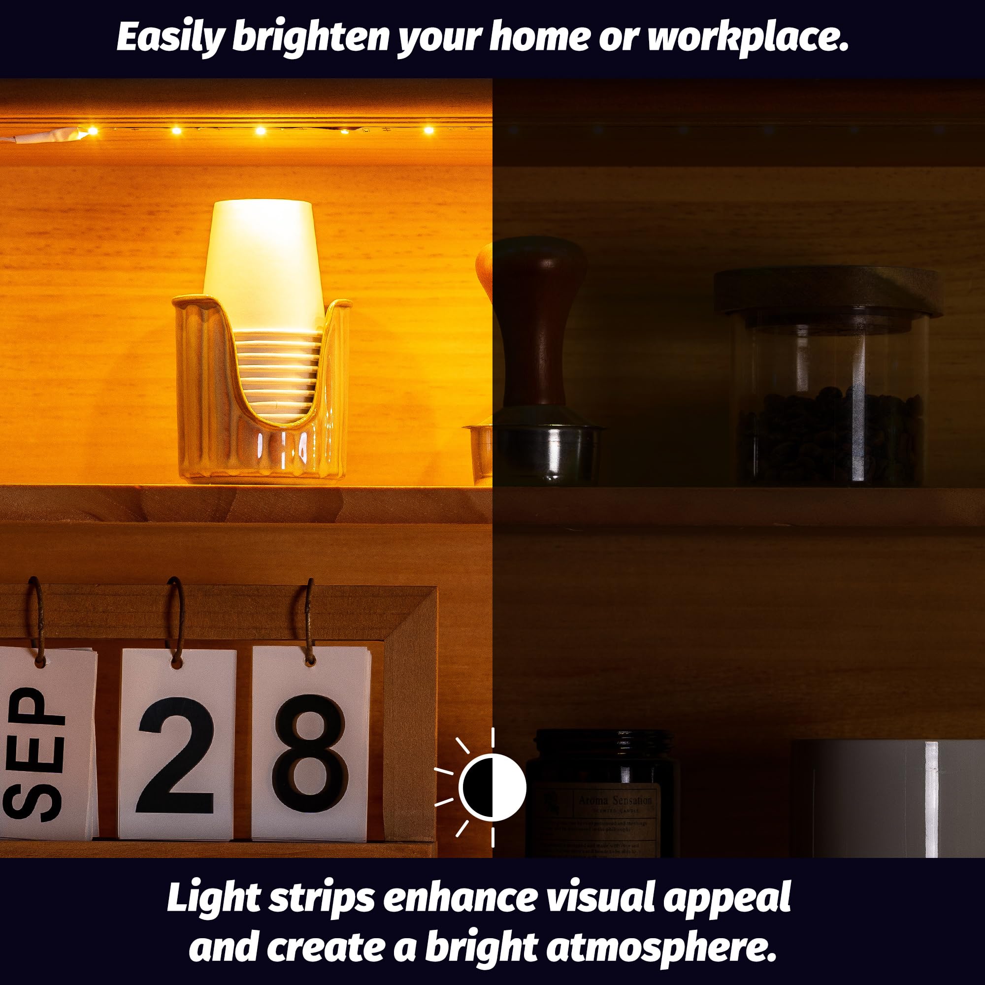 Lights Strip Led Strip Lighting Battery Powered 3-Pack, Wireless LED Light Strip Suitable for Lighting Under Cabinet Closet Shelves Shoe Cabinet Bookshelf Home Kitchen Outdoor Indoor - Image 2
