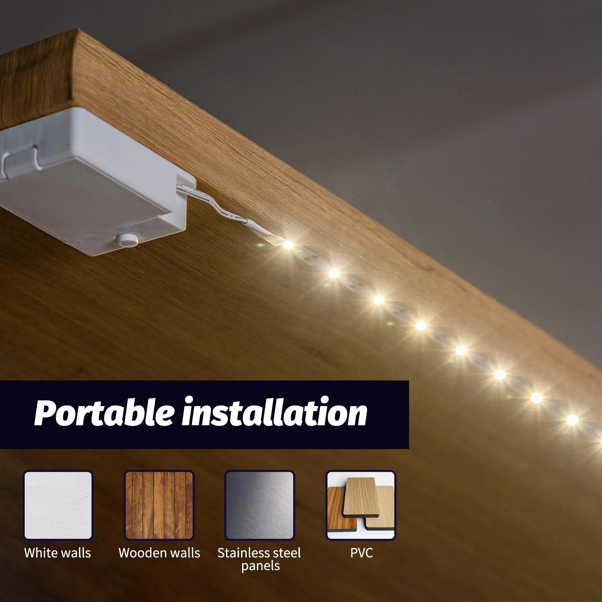 Lights Strip Led Strip Lighting Battery Powered 3-Pack, Wireless LED Light Strip Suitable for Lighting Under Cabinet Closet Shelves Shoe Cabinet Bookshelf Home Kitchen Outdoor Indoor - Image 5