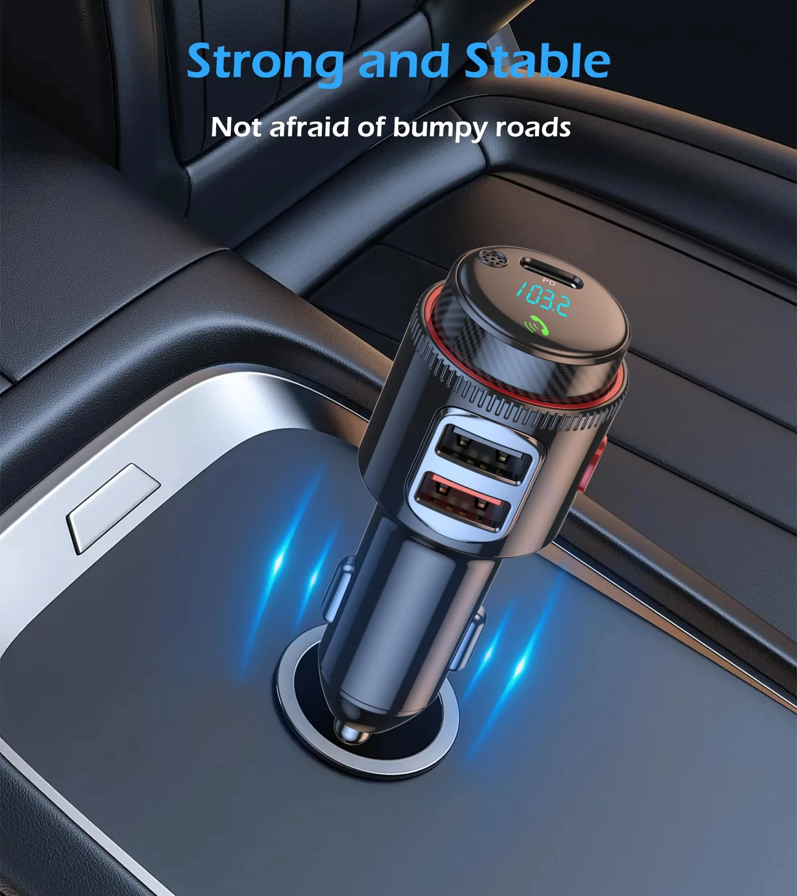 LIHAN Bluetooth 5.4 Car FM Transmitter, Wireless AUX Adapter with USB-C PD 30W & QC3.0 18W Dual Fast Charging, HiFi Bass EQ, CVC Hands-Free Calls, Siri/Google Assistant, 12V/24V Cars/Trucks/Vans - Image 9