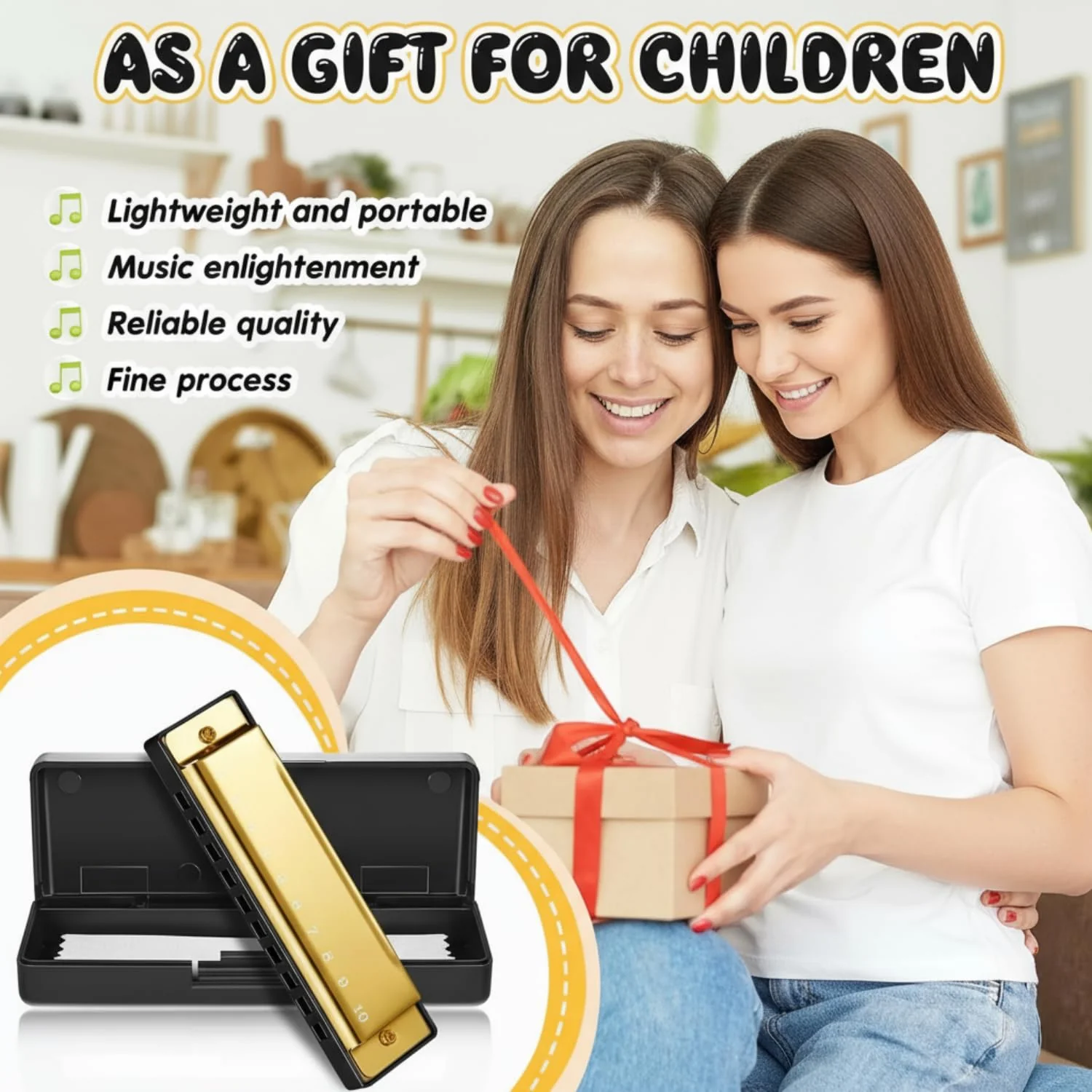Liliful 10 Pcs 10 Hole Metal Harmonica Bulk with Number Holes 5 Colors Harmonica Instrument Mouth Organ Musical Educational Enlightenment for Beginners Party Favor Charity Birthday Valentines Day Gift - Image 4