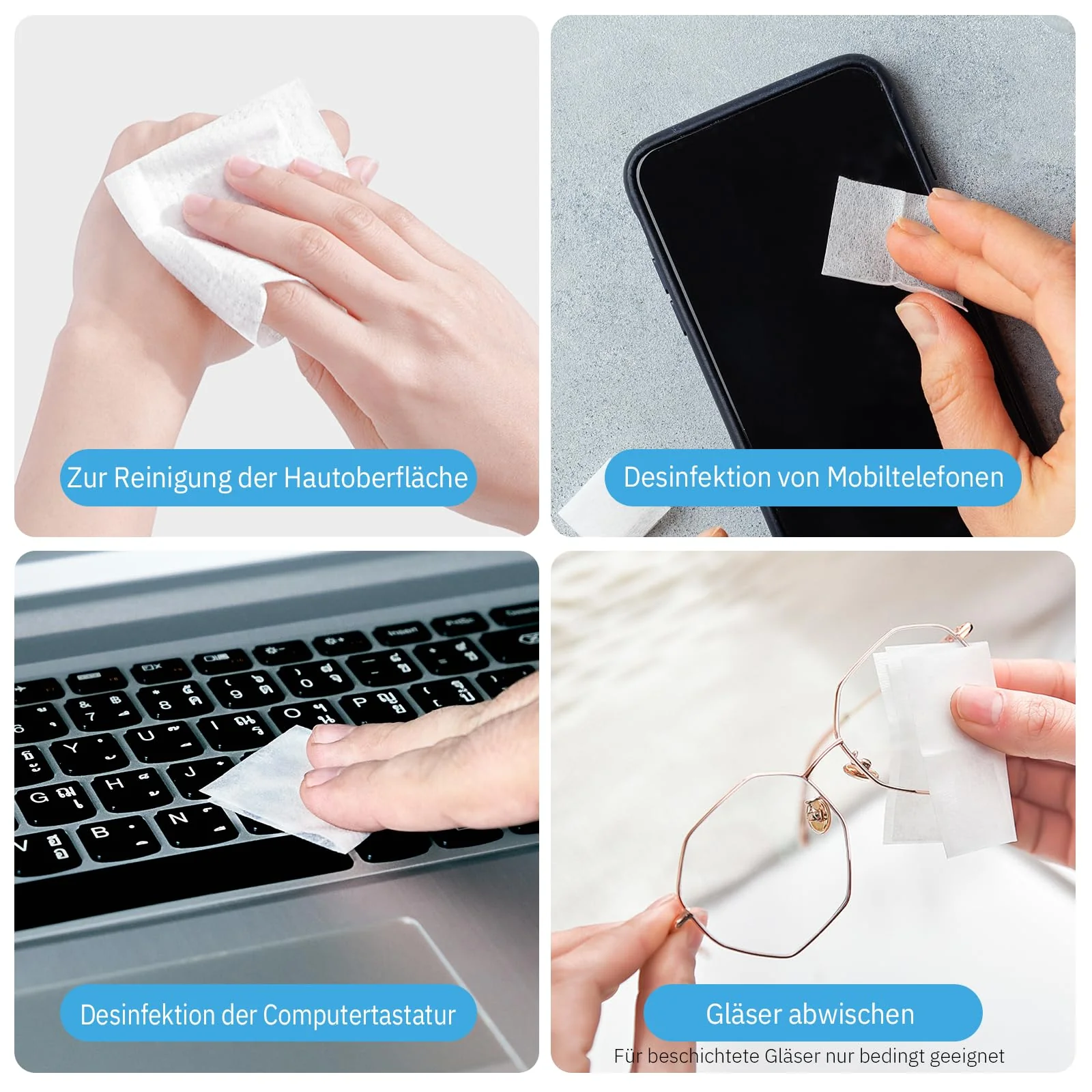 Linkfar Alcohol Swabs - 70% Isopropanol Disinfectant Wipes for Skin Cleaning, Glasses & Surfaces - Hygienically Individually Packed, Pack of 100 (3 x 6 cm) - Image 3