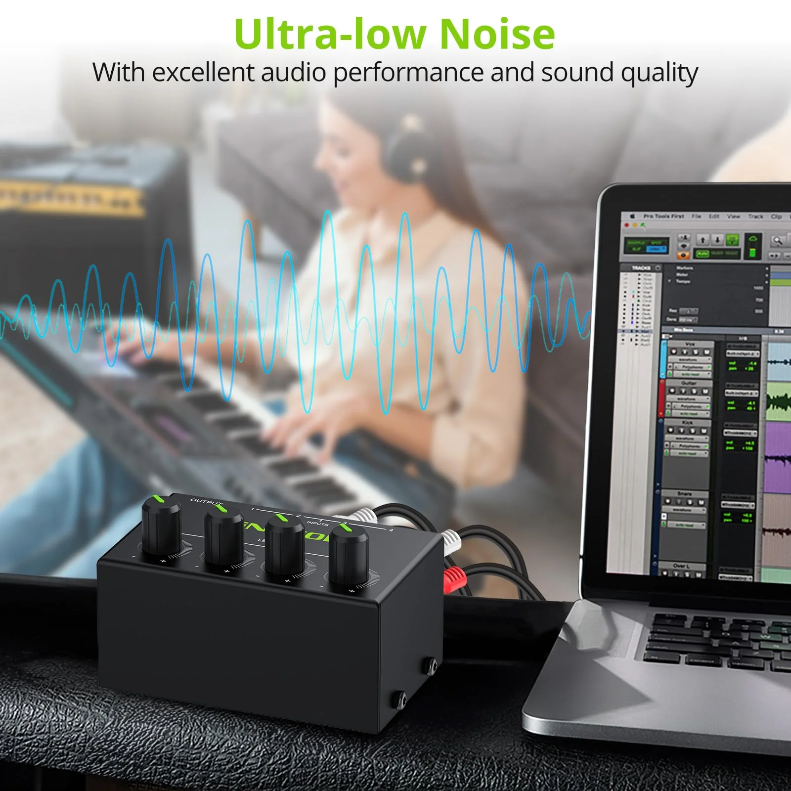 LiNKFOR 4 Channel Stereo Audio Mixer CX400 Metal Shell Support RCA Input and Output Mini Passive Stereo Mixer with Separate Volume Controls - Image 5
