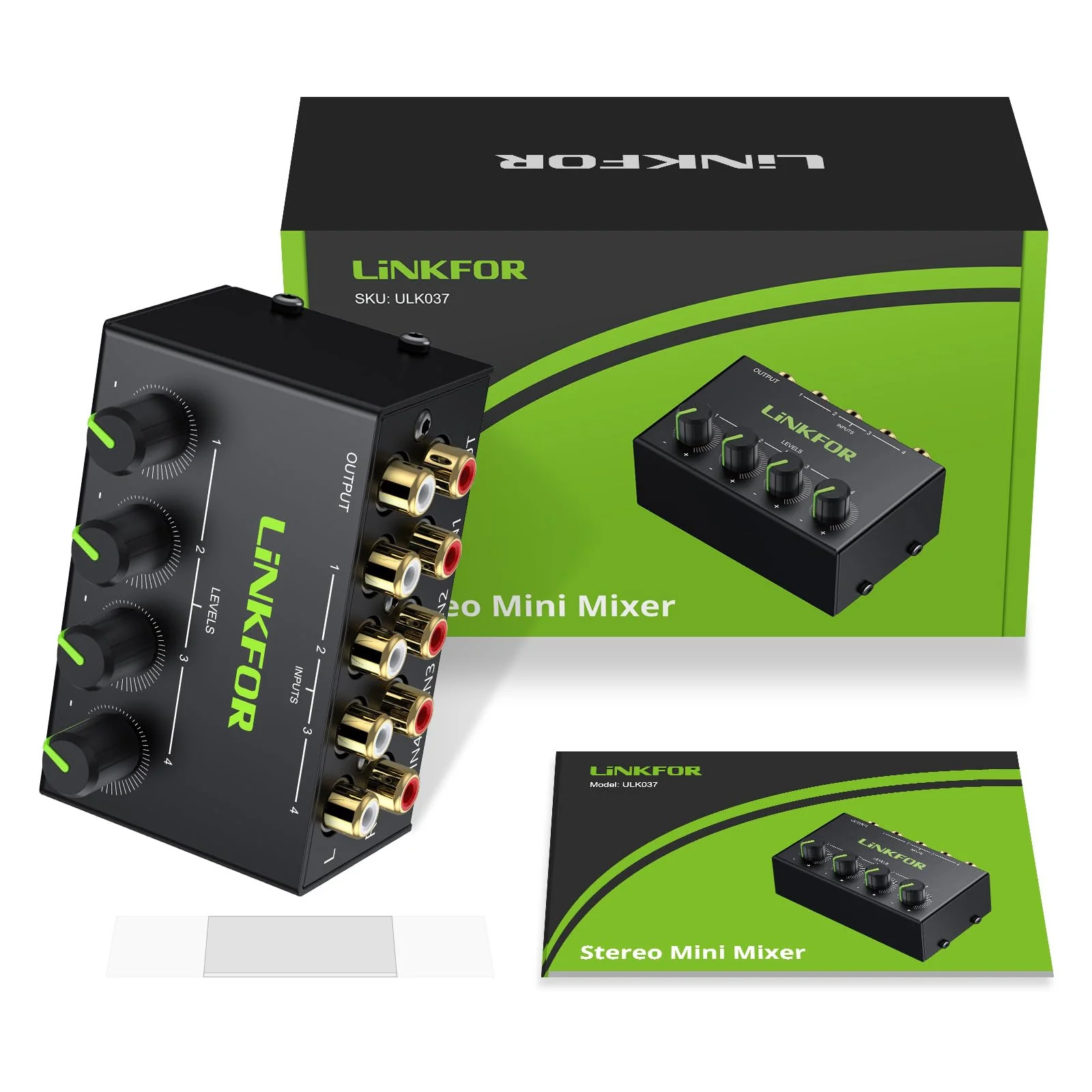 LiNKFOR 4 Channel Stereo Audio Mixer CX400 Metal Shell Support RCA Input and Output Mini Passive Stereo Mixer with Separate Volume Controls - Image 9