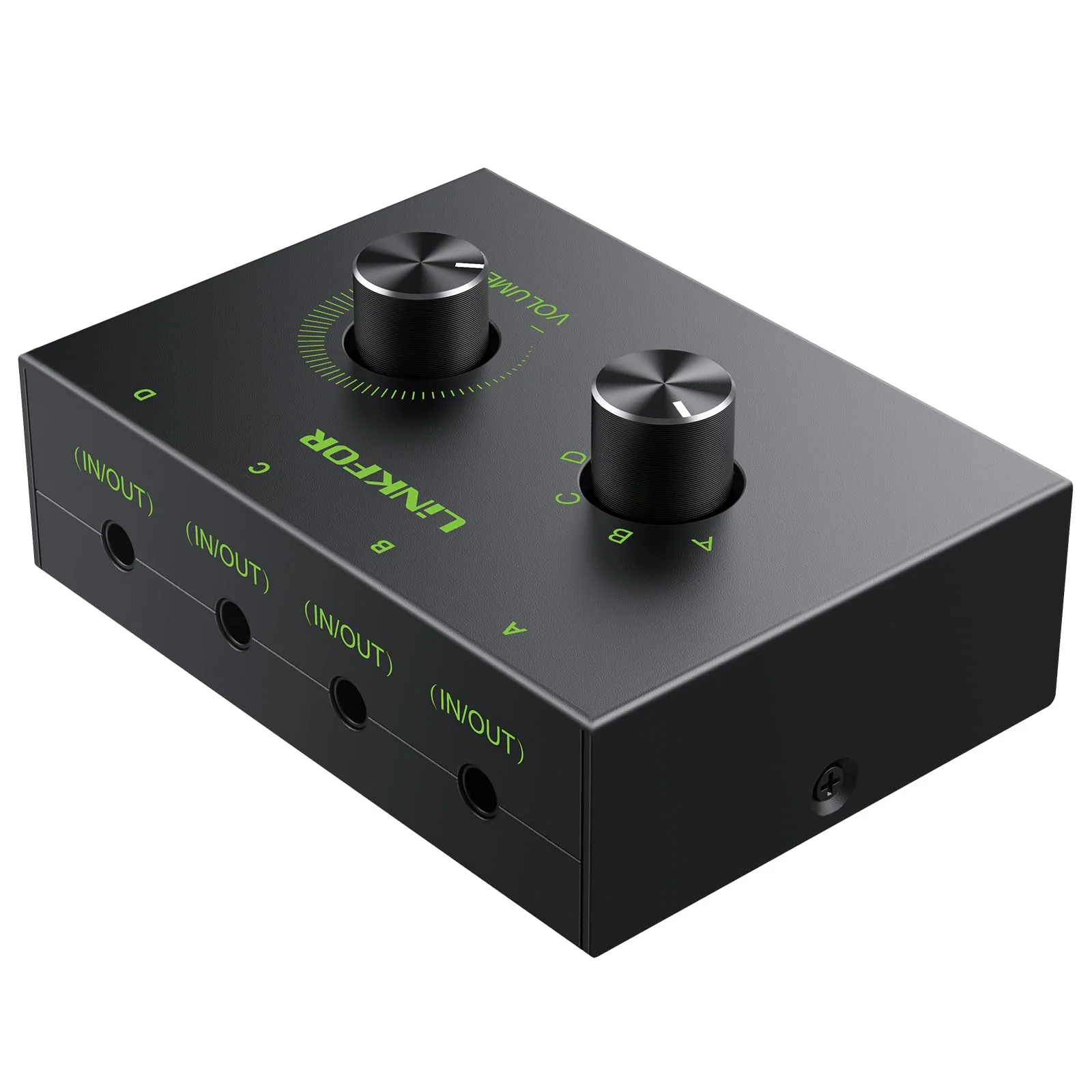 LiNKFOR 4 Port 3.5mm Stereo Audio Switch, 4 Way Stereo Audio Selector, 4 Input 1 Output / 1 Input 4 Output Audio Splitter with Volume Control and 4 Channel Switch Knob 4 Ports 3.5mm - Image 4
