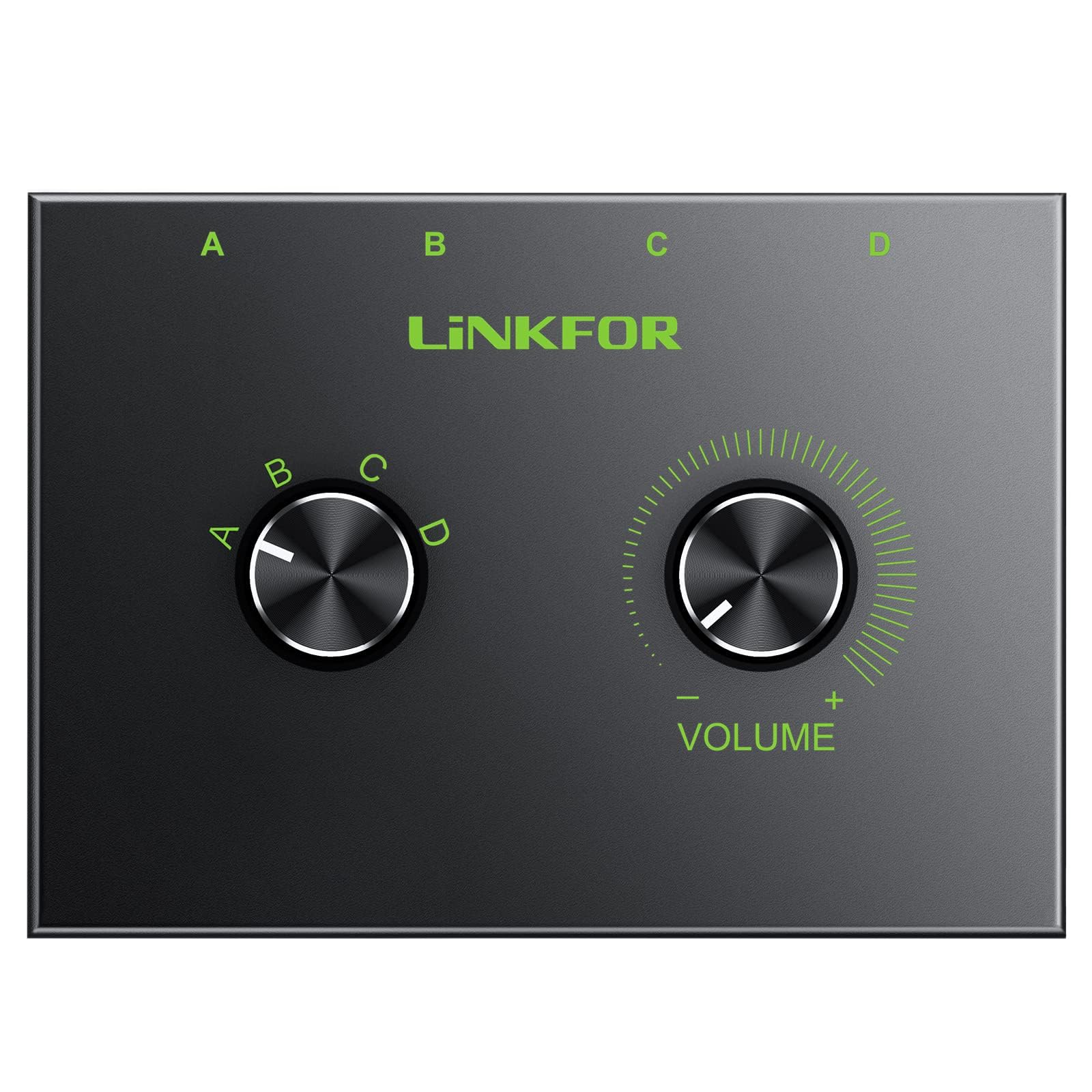LiNKFOR 4 Port 3.5mm Stereo Audio Switch, 4 Way Stereo Audio Selector, 4 Input 1 Output / 1 Input 4 Output Audio Splitter with Volume Control and 4 Channel Switch Knob 4 Ports 3.5mm - Image 9