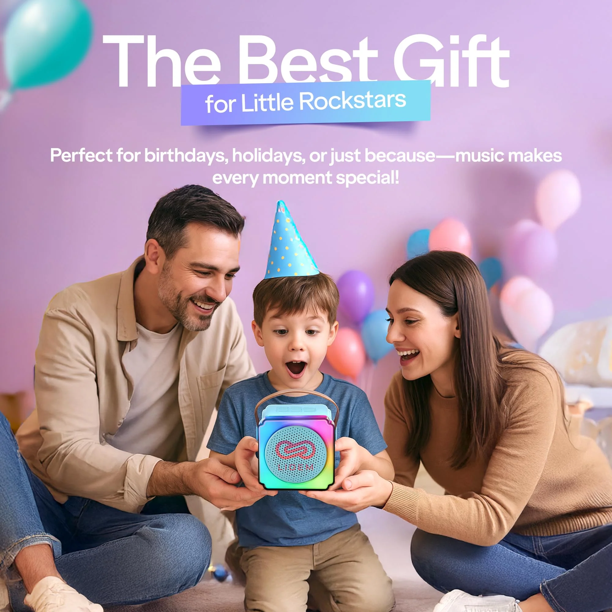 LIOEM Mini Karaoke Machine for Kids | Kids Karaoke Machine for Girls and Boys w/ 2 Wireless Bluetooth Microphones | Clear-Sound Mini Kareoke and Speaker | Speaker and Microphone Set for Children - Image 7