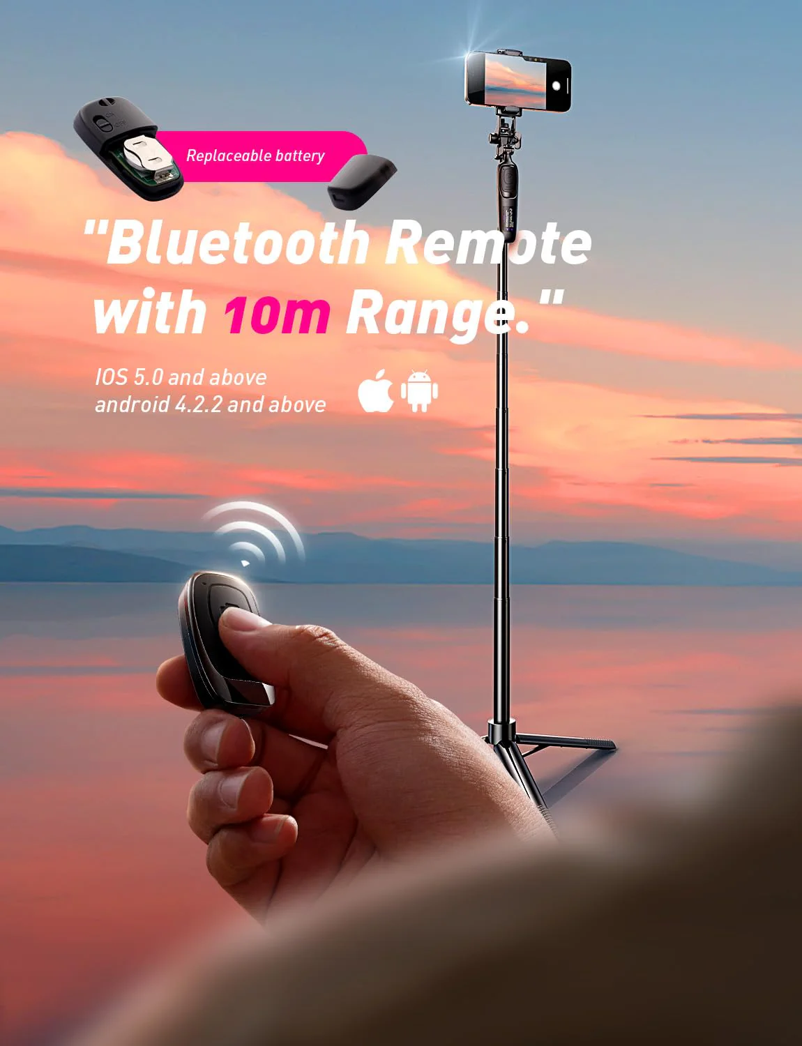 LISEN 67" Phone Selfie Stick Tripod, Lightest Integrated Tripod Stand with Wireless Remote for RedNote/Snapchat/Face Time/Content Creation/Photo, Compatible with iPhone 16 15 Pro Max Samsung Ultra S24 - Image 4