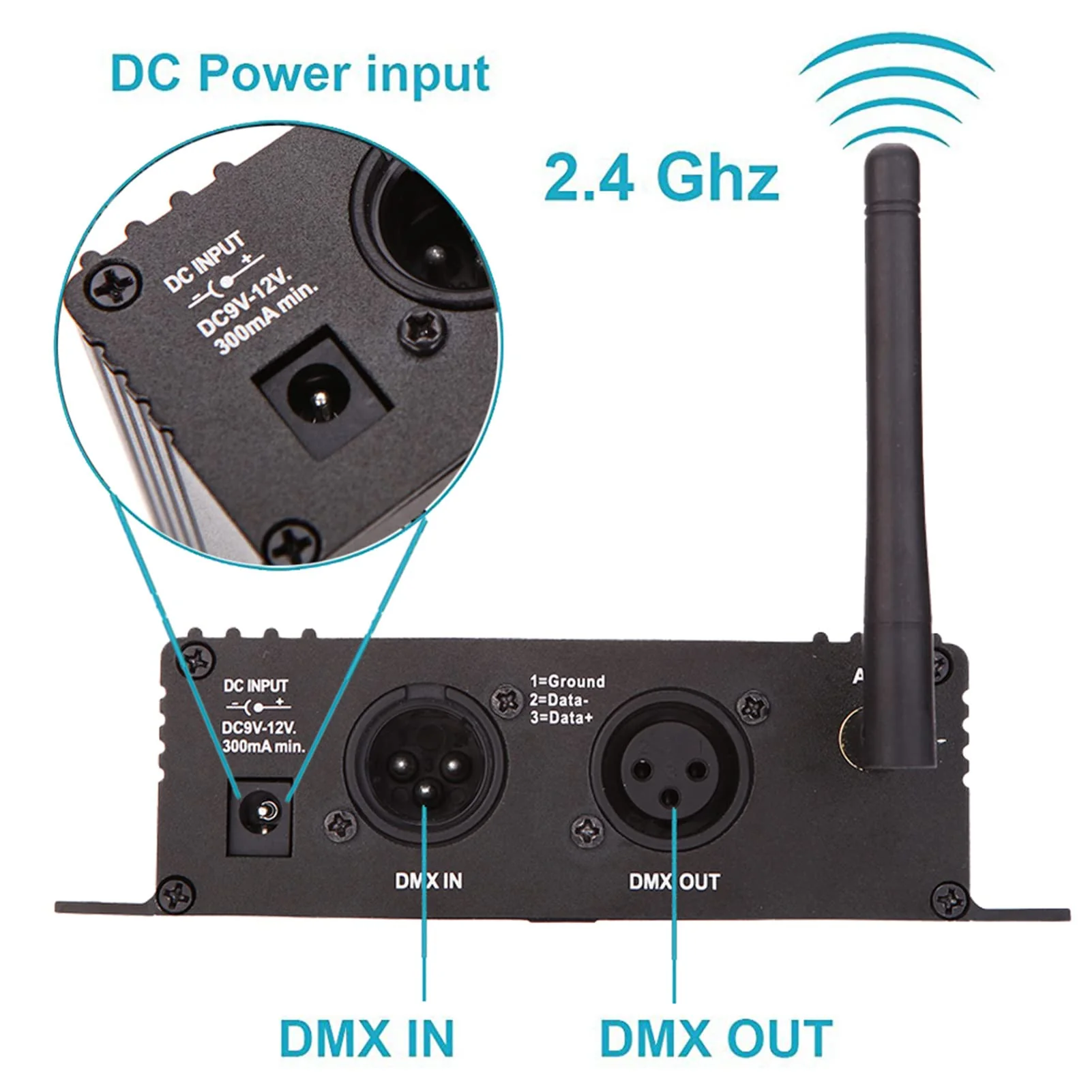 Lixada DMX 512 Controller 2.4G Wireless Transmitter Receiver LCD Display Power Adjustable Repeater Lighting Dimmer Controller for Disco DJ Party Light - Image 3