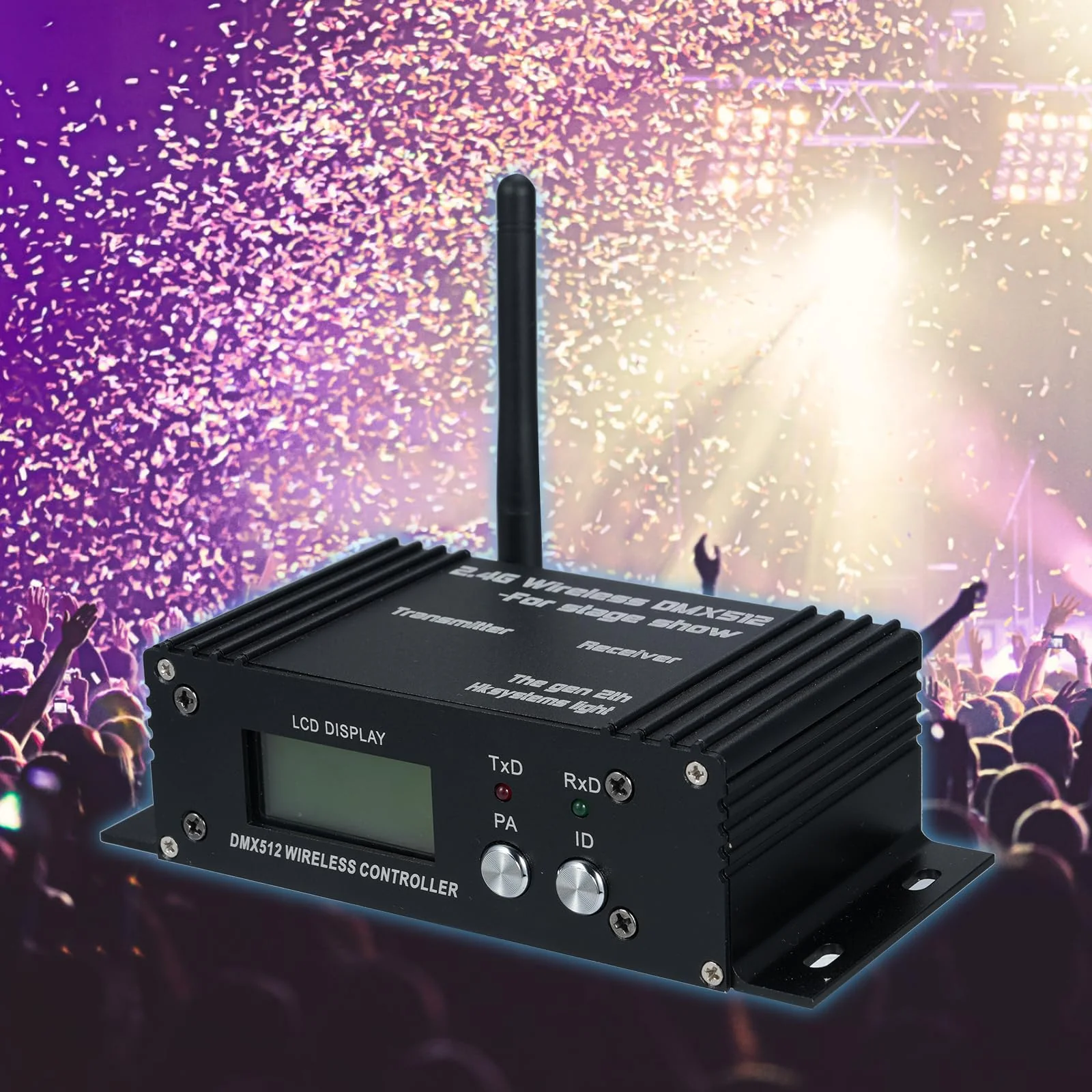 LIXADA DMX512 2.4G Wireless Controller Transmitter Receiver Adjustable Repeater Lighting Controller LCD Display Power 35 Groups ID Coding for Party DJ Show Club LED Stage Disco KTV Stage Light - Image 5