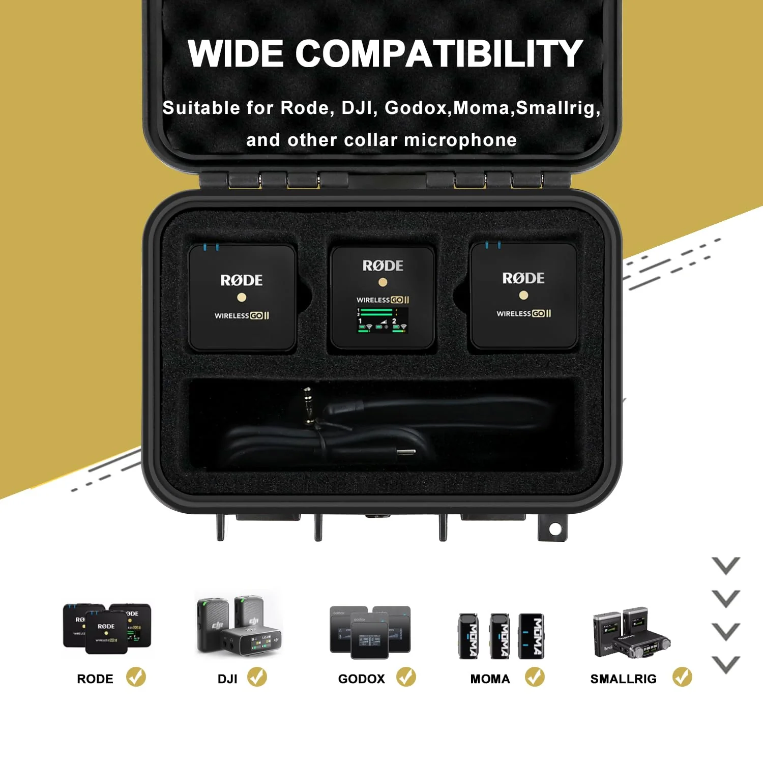 Liyirui Microphone Case, Wireless Lavalier Microphone Storage Case with Foam,Portable Case for Wireless GO II Dual Channel Compact Digital Wireless Microphone,Waterproof Safety Box,Compact - Image 5