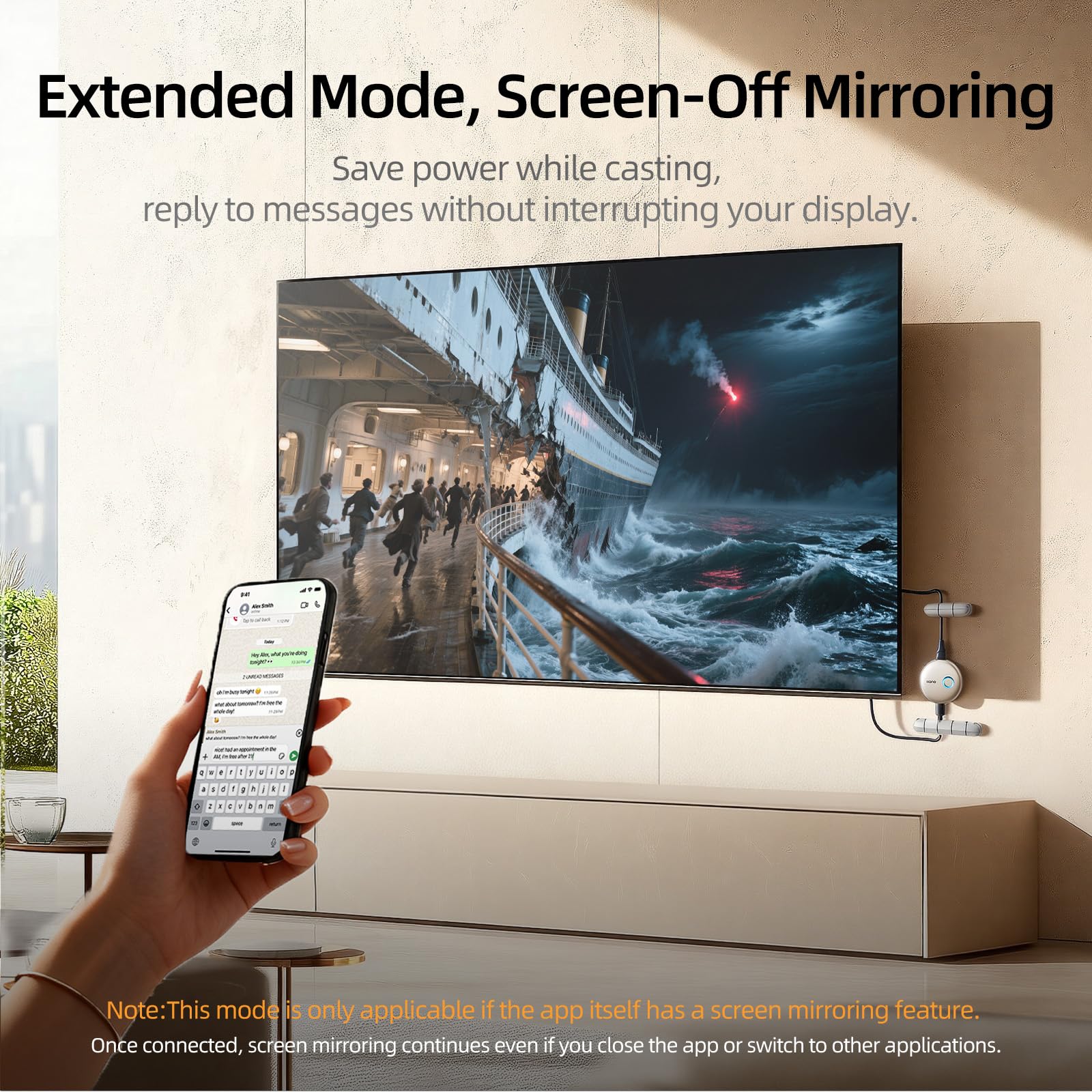 llano T1 Wireless HDMI Transmitter Adapter, Streaming Media Video/Audio/File HDMI Wireless Extender from Laptop, PC, Smartphone to HDTV Projector Monitor, 1080P@30Hz - Image 4
