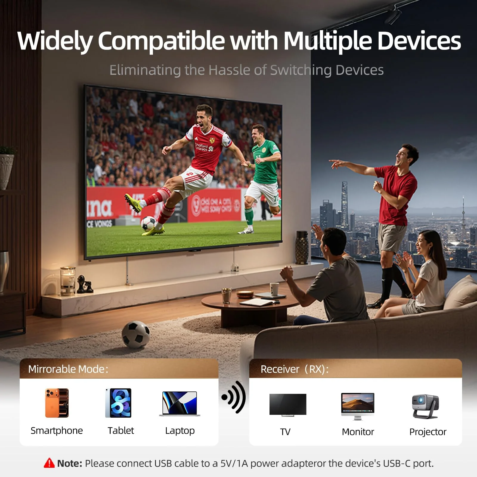 llano T1 Wireless HDMI Transmitter Adapter, Streaming Media Video/Audio/File HDMI Wireless Extender from Laptop, PC, Smartphone to HDTV Projector Monitor, 1080P@30Hz - Image 7