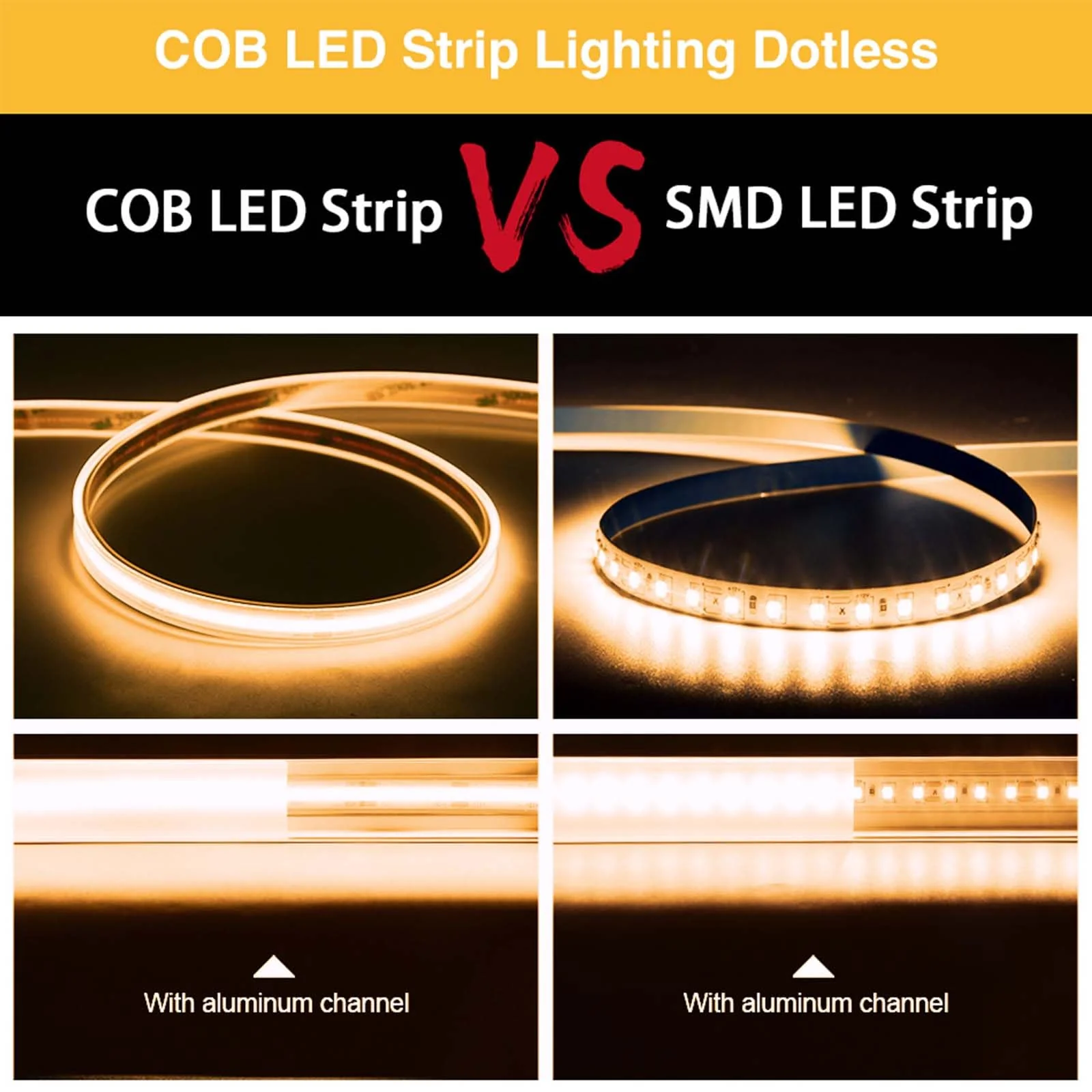 LLTOP COB LED Strip Lights Waterproof IP67 DC24v Warm White 3000K 16.4ft/5m High CRI 92Ra+ Outdoor LED Tape Lighting DIY Cuttable for Bedroom Kitchen Cabinet Shelf (Power Supply Not Included) Warm White 3000K (power supply not included) - Image 3