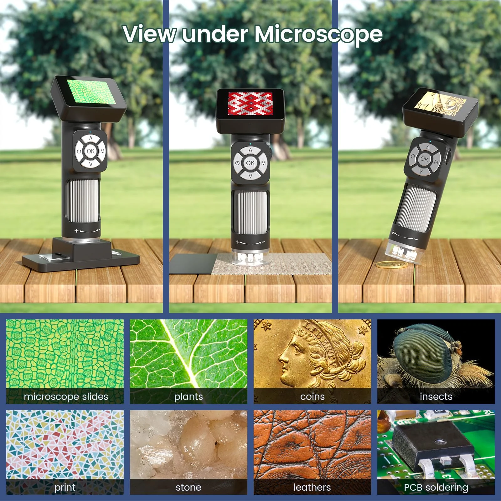 LM112 Microscope for Kids Adults Handheld with 2" Screen, 500X Portable Microscope Kit with Case, USB Magnifier with 8 LED Light, 5pcs Biological Slides, 32G - Image 7