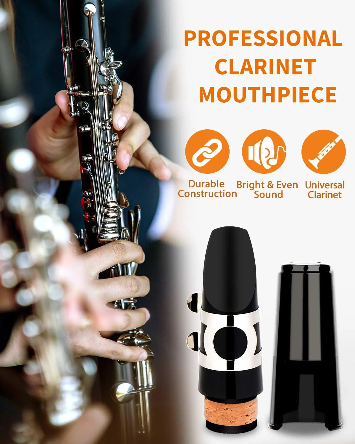 LMS Bb Clarinet Mouthpiece Kit with Case, Clarinet Mouthpiece Accessories Set for Beginners, Clarinet Mouthpiece Metal Ligature 2.5 Reeds Cushions Pads Cap Brush EVA Storage Case - Image 4