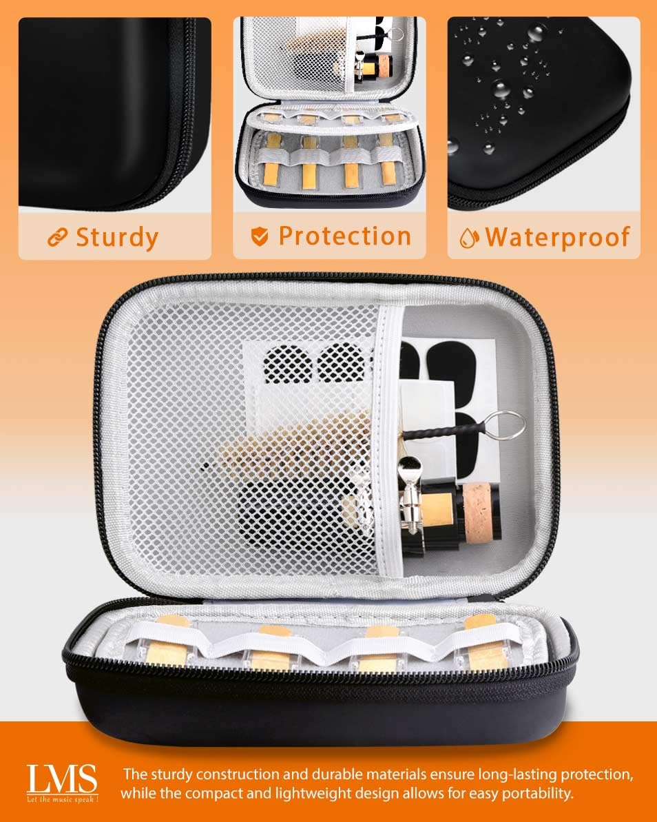 LMS Bb Clarinet Mouthpiece Kit with Case, Clarinet Mouthpiece Accessories Set for Beginners, Clarinet Mouthpiece Metal Ligature 2.5 Reeds Cushions Pads Cap Brush EVA Storage Case - Image 5