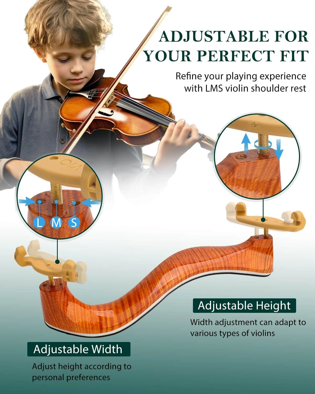 LMS Violin Shoulder Rest 4/4 3/4 Full Size, Hollowed Out Foam Shoulder Rest for Violin Accessories for Beginner Shoulder Rest Pad with Mute Rosin, Ergonomic for Prolonged Play (Brown, 4/4, 3/4) Brown - Image 5