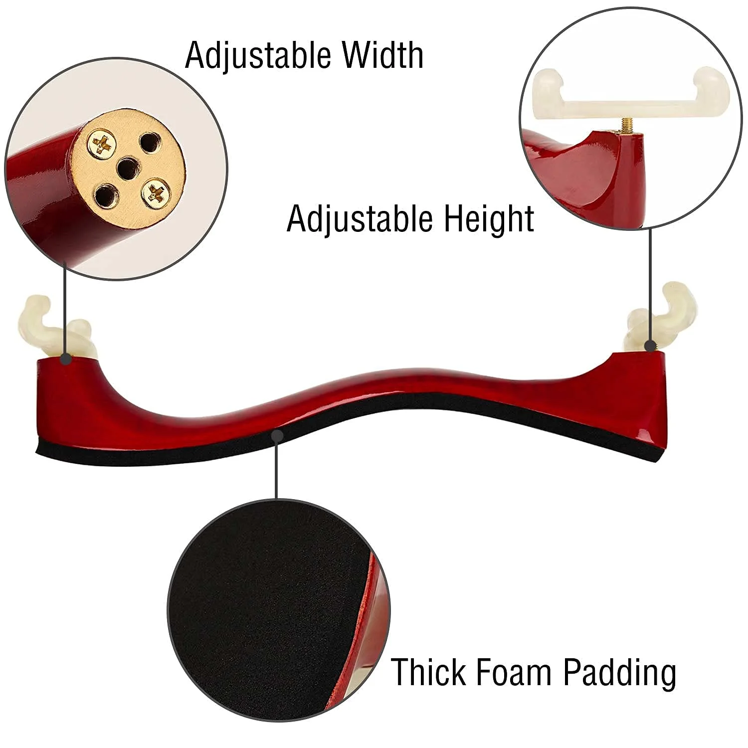 LMS Violin Shoulder Rest for 3/4 Size 4/4 Size, Adjustable Shoulder Rest for Violin, with Height Adjustable Feet Comfortable Foam Pad for Kids Adults (3/4-4/4) 3/4-4/4 - Image 5