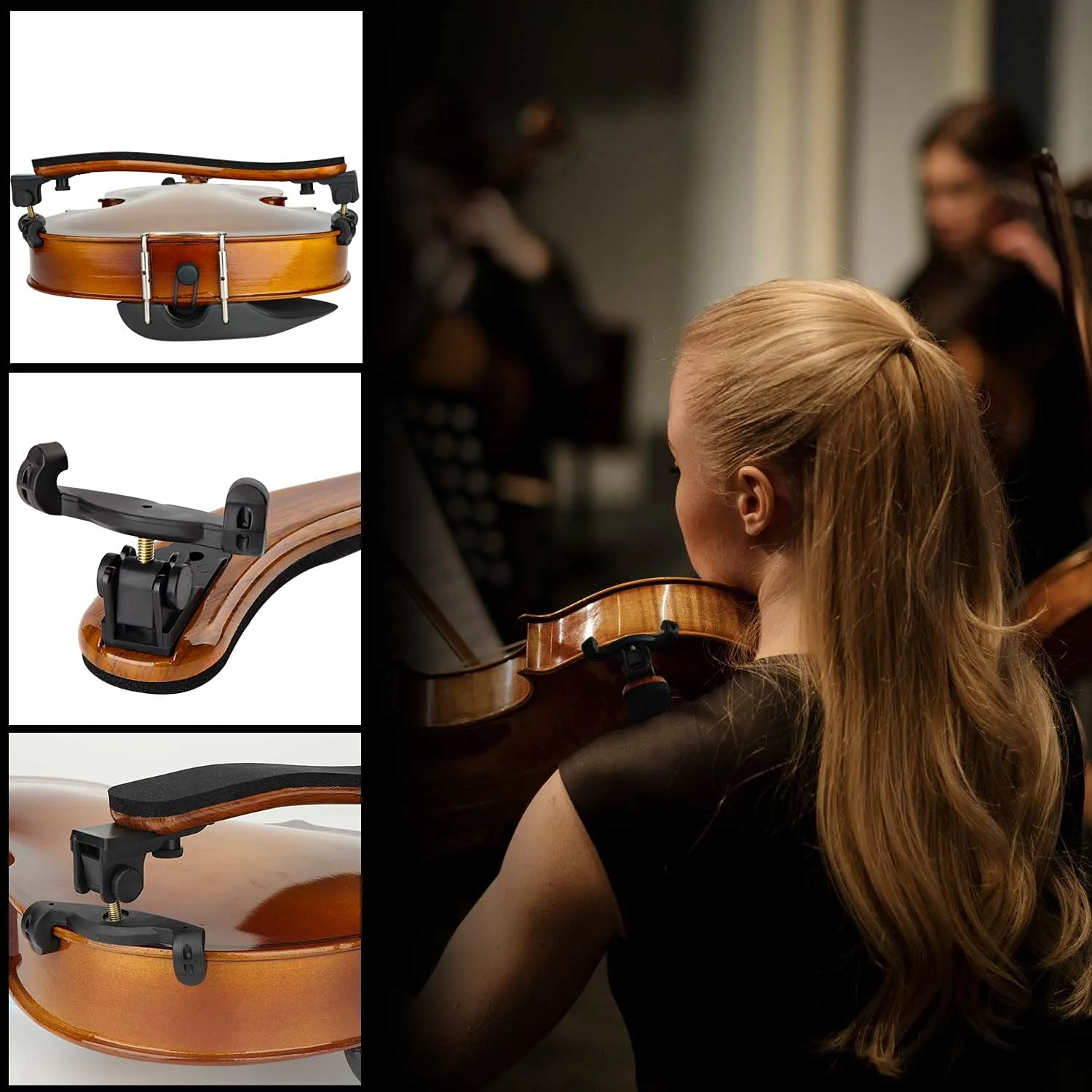 LMS Violin Shoulder Rest for 3/4 Size 4/4 Size Collapsible Shoulder Rest for Violin with Adjustable Feet Comfortable Foam Pad Mute for Kids Adults (3/4-4/4) 3/4-4/4 - Image 2