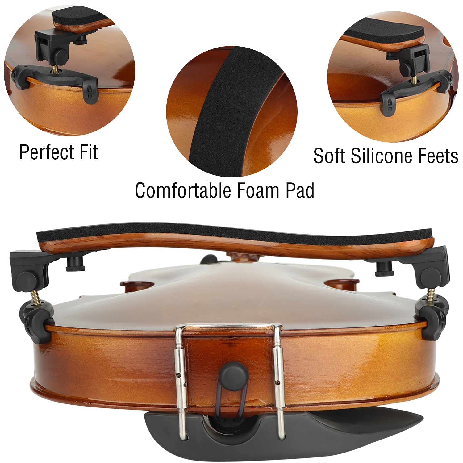 LMS Violin Shoulder Rest for 3/4 Size 4/4 Size Collapsible Shoulder Rest for Violin with Adjustable Feet Comfortable Foam Pad Mute for Kids Adults (3/4-4/4) 3/4-4/4 - Image 4