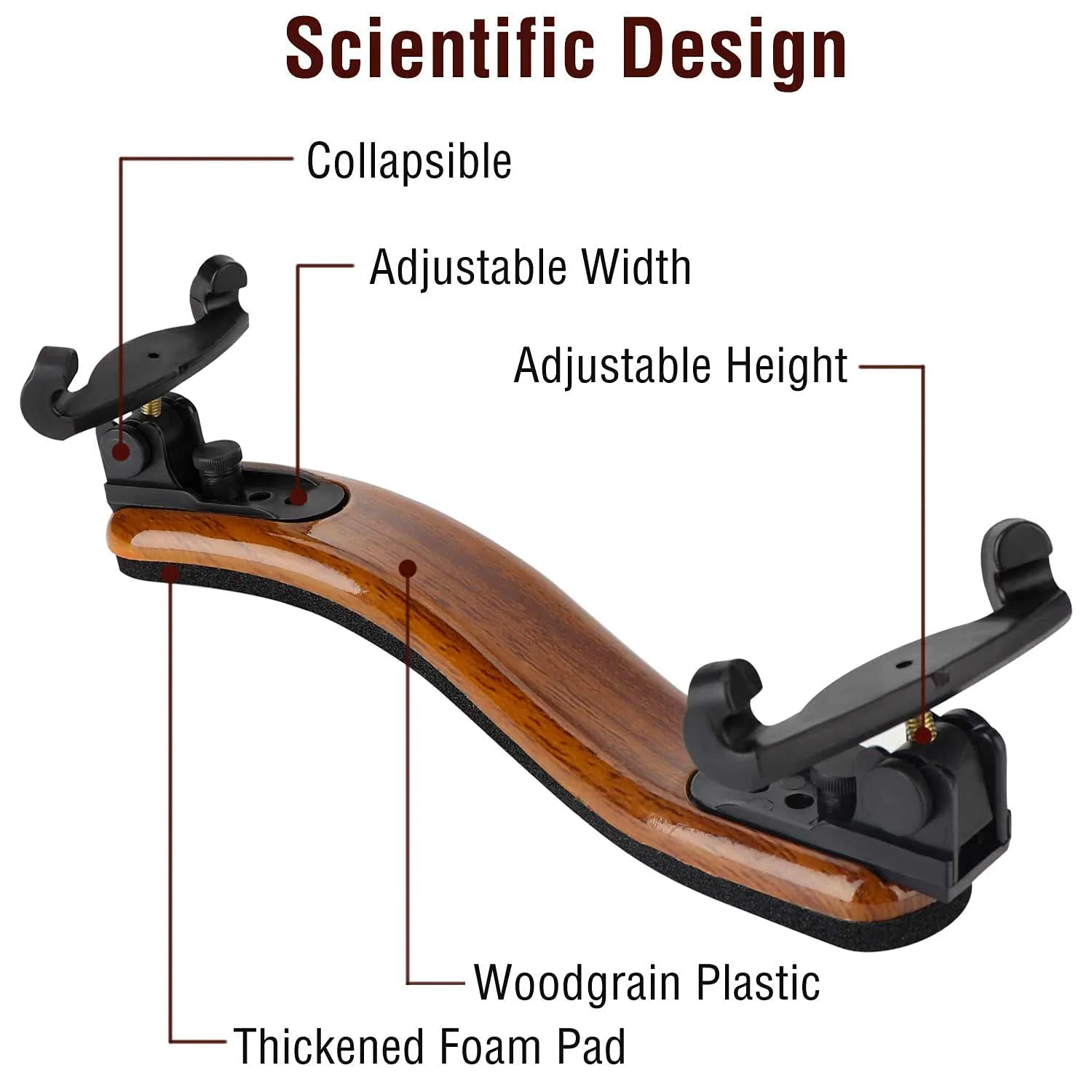 LMS Violin Shoulder Rest for 3/4 Size 4/4 Size Collapsible Shoulder Rest for Violin with Adjustable Feet Comfortable Foam Pad Mute for Kids Adults (3/4-4/4) 3/4-4/4 - Image 6
