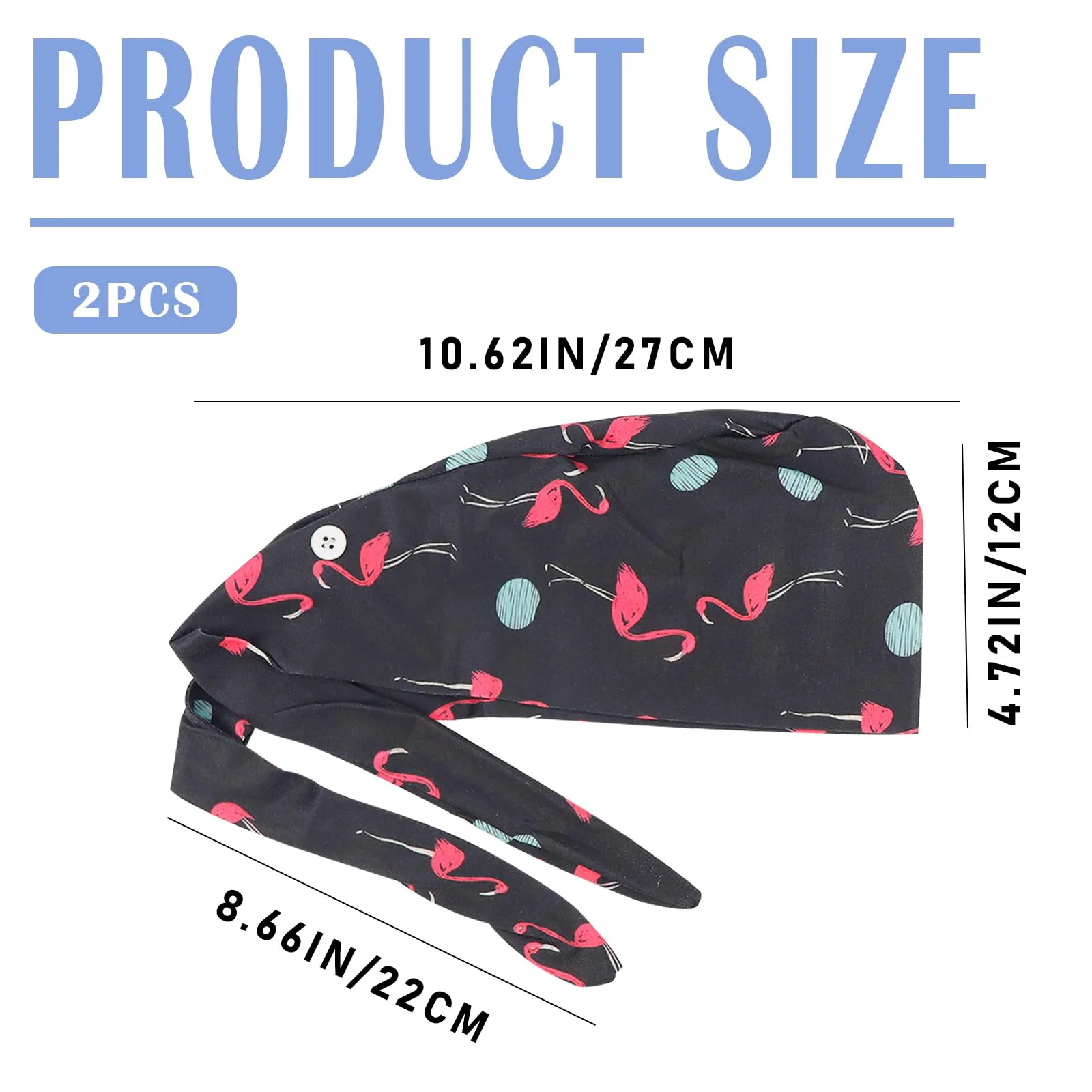 LNQ LUNIQI Women's Surgical Cap Fabric, Pack of 2 Adjustable Surgical Caps, Flamingo Surgical Headwear, Doctor for Dentist, Nurse, Anaesthesiologist, Surgery - Image 2