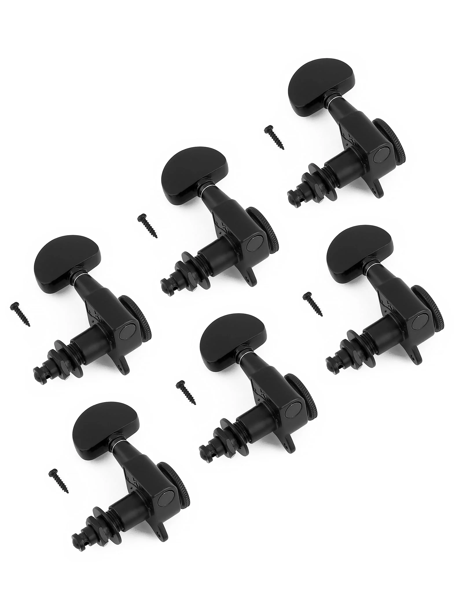 Locking Guitar String Tuning Pegs Sealed Machine Heads Tuners Tuning Keys 6 In Line for Right Handed Electric Guitar or Acoustic Guitar Half Round Head Black. - Image 2