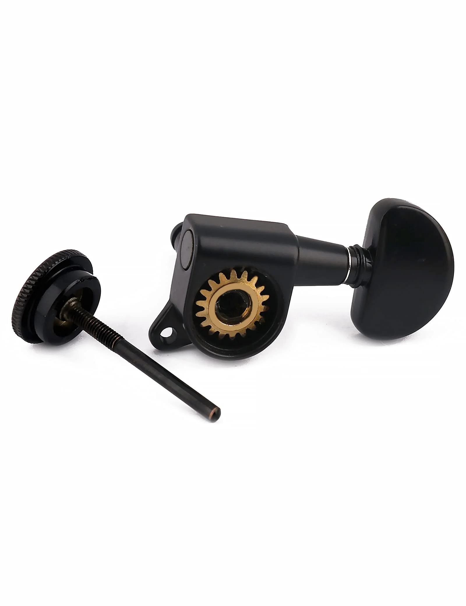 Locking Guitar String Tuning Pegs Sealed Machine Heads Tuners Tuning Keys 6 In Line for Right Handed Electric Guitar or Acoustic Guitar Half Round Head Black. - Image 3