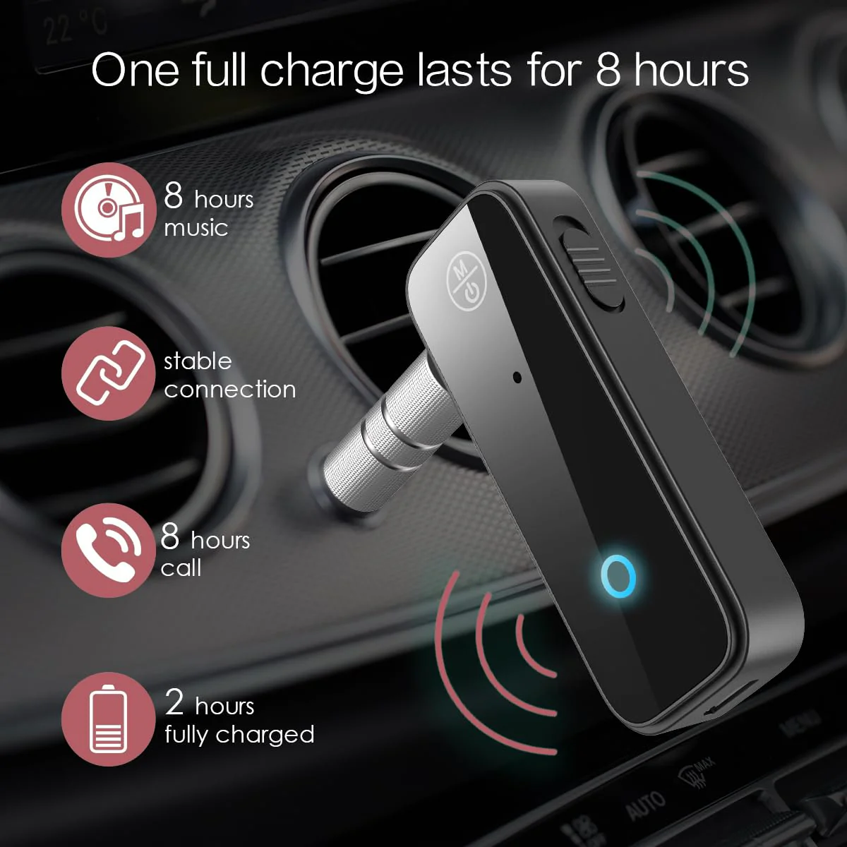 LOFICOPER Bluetooth Aux Adapter for Car, Bluetooth Receiver for Car, 2 in 1 Wireless Bluetooth Transmitter Receiver with 3.5mm Aux Port, for Car, TV, Headphones, Speakers Black - Image 2