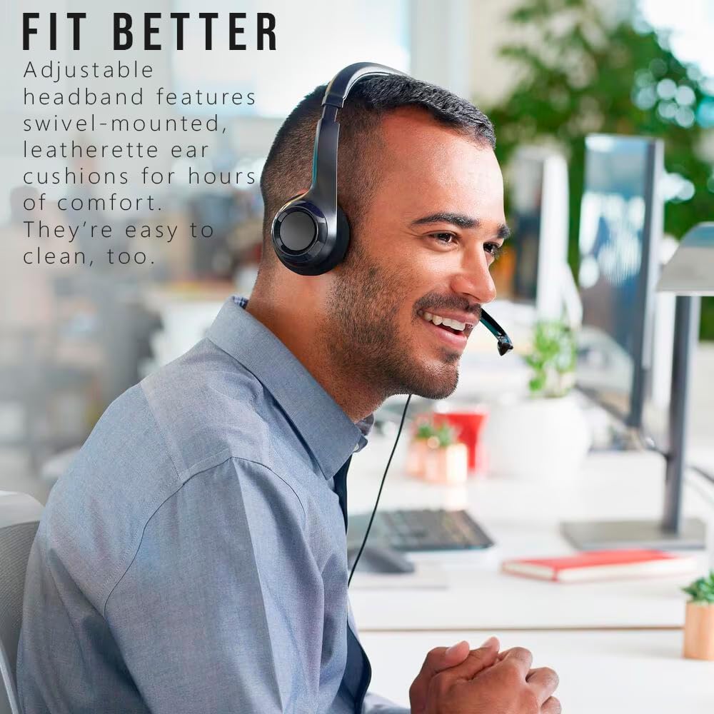 Logitech H390 Wired Headset for PC/Laptop, Stereo Headphones with Noise Cancelling Microphone, USB-A, in-Line Controls, Works with Chromebook - Black 1 Pack - Image 2