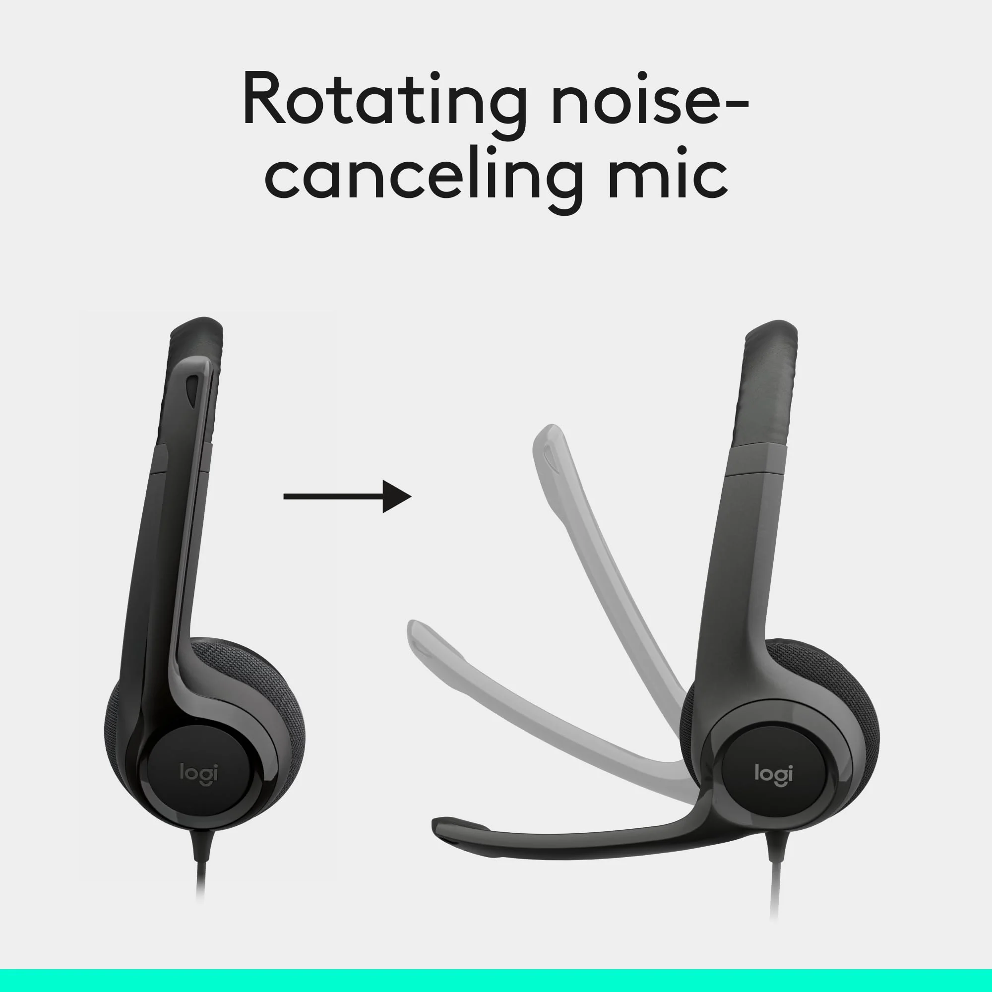 Logitech H390 Wired Headset for PC/Laptop, Stereo Headphones with Noise Cancelling Microphone, USB-A, in-Line Controls, Works with Chromebook - Black 1 Pack - Image 4
