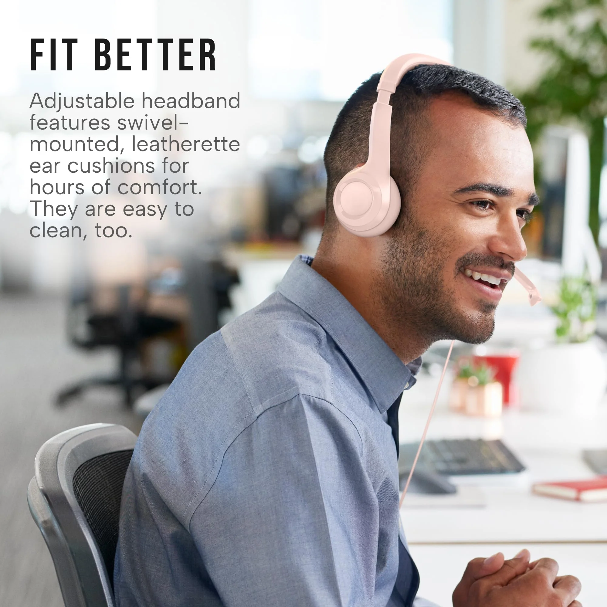 Logitech H390 Wired Headset for PC/Laptop, Stereo Headphones with Noise Cancelling Microphone, USB-A, in-Line Controls, Works with Chromebook - Rose 1 Pack - Image 2