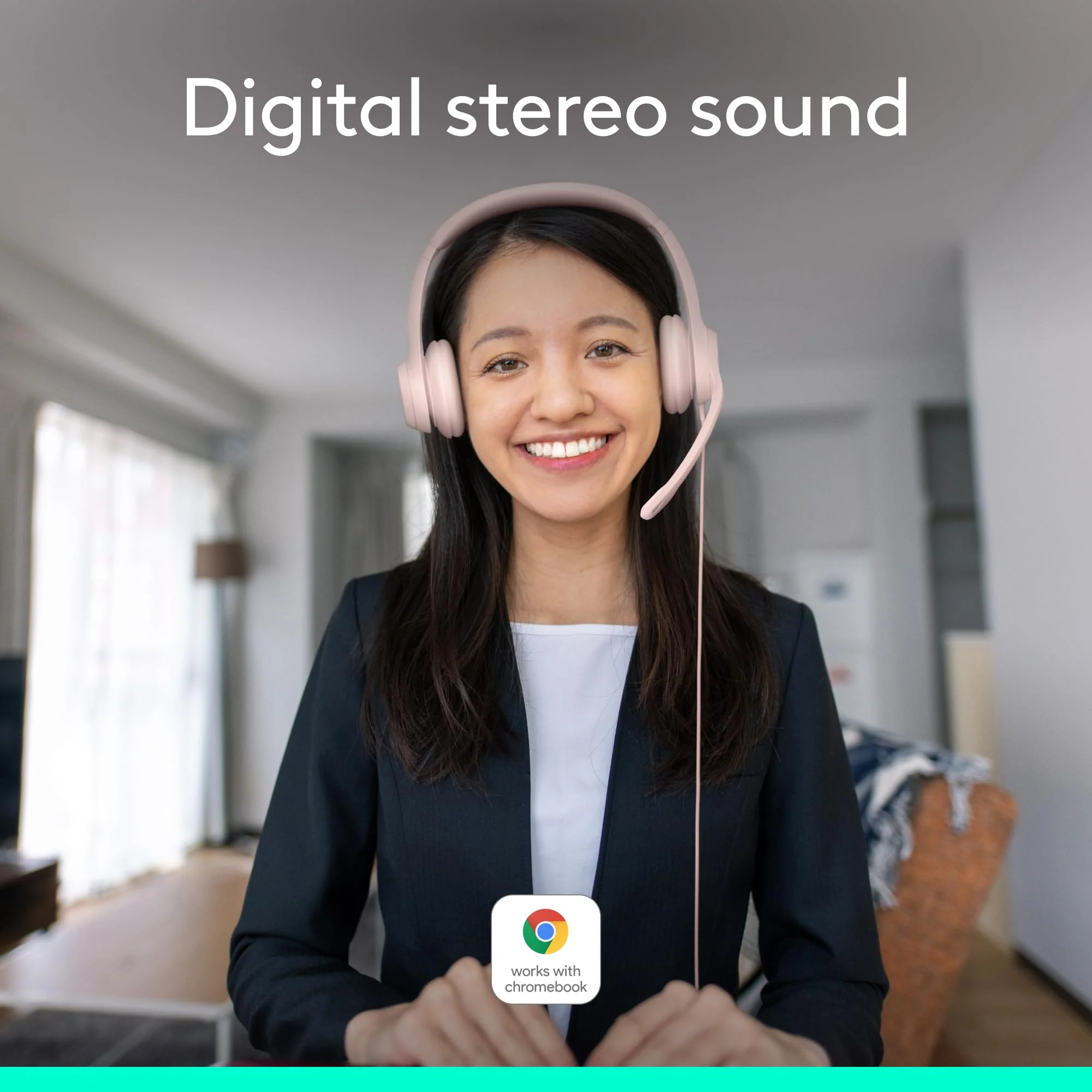 Logitech H390 Wired Headset for PC/Laptop, Stereo Headphones with Noise Cancelling Microphone, USB-A, in-Line Controls, Works with Chromebook - Rose 1 Pack - Image 4