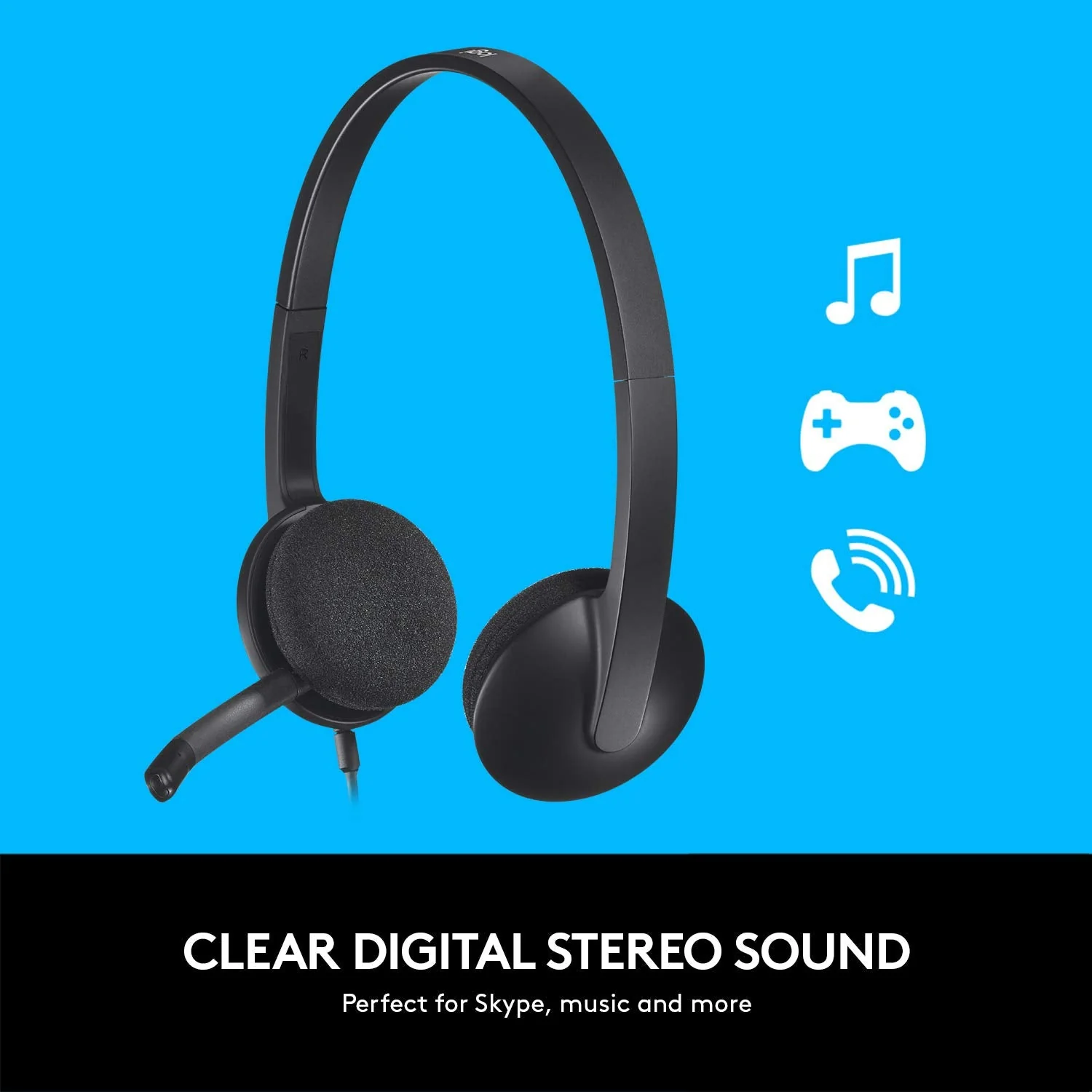 Logitech USB Headset H340, Stereo, USB Headset for Windows and Mac - Black (Pack of 1) Standard Packaging - Image 3