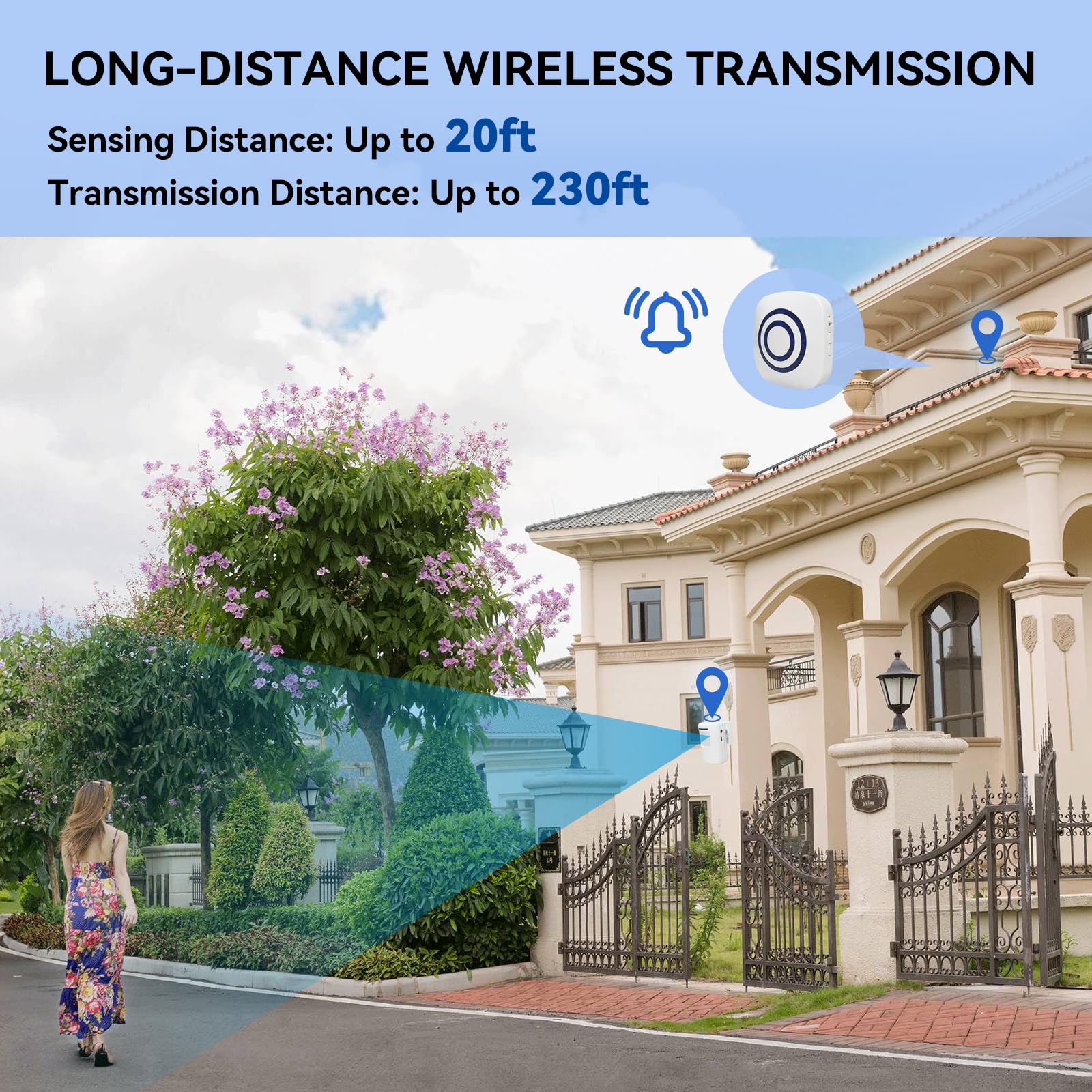 Long Range Wireless Driveway Alarm- Security Driveway Alert, Motion Detector Driveway Motion Sensor Alarm to Monitor and Protect Home Property (2 Plug-in RECEIVERS and 4 Motion SENSORS) - Image 3