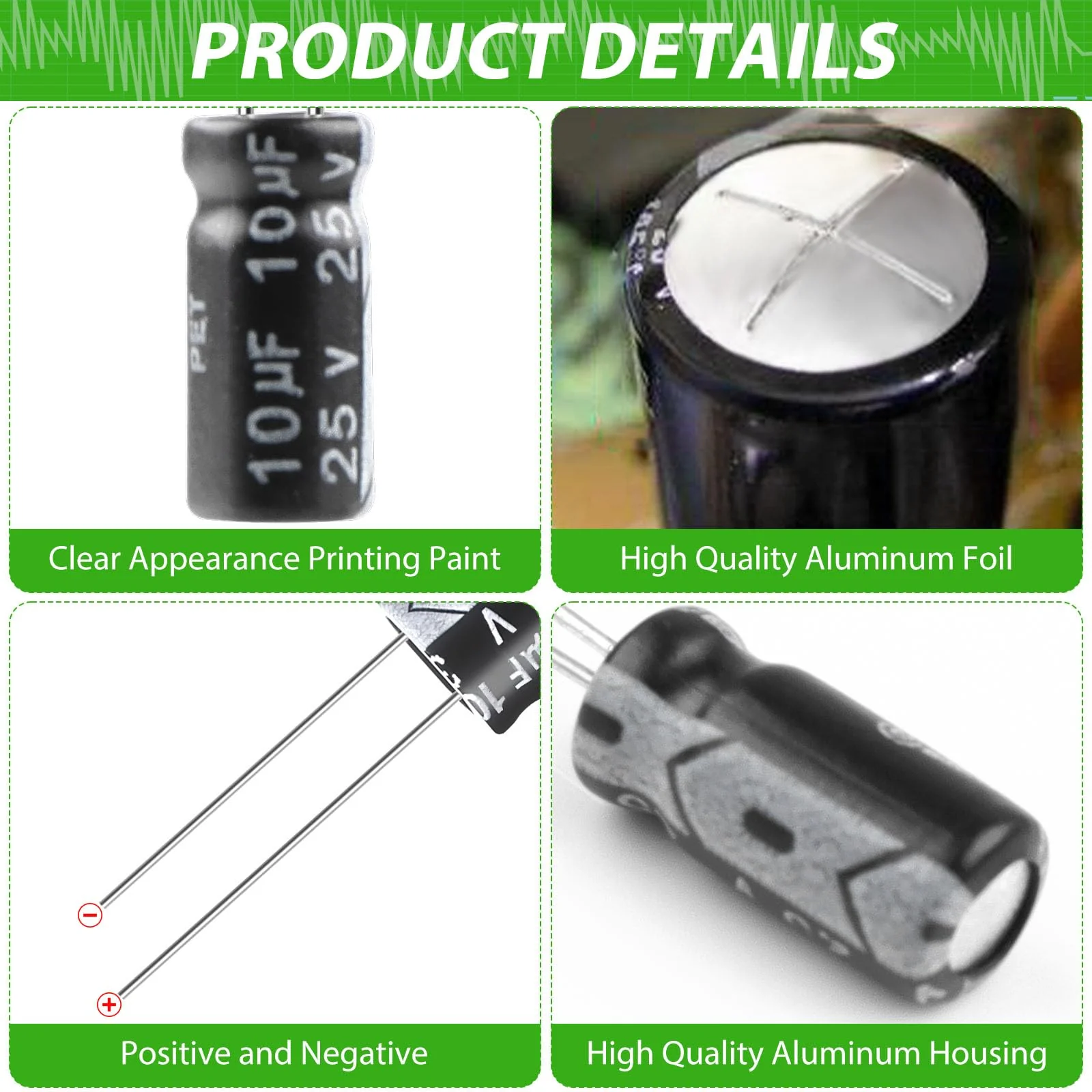 LongZYU Pack of 50 Capacitors 10µf 25V Electrolytic Capacitors Aluminium Electrolytic Capacitors Elkos Capacitor 105°C Capacitors 10µf with Storage Box 5 x 11 mm 10UF 25V - Image 3