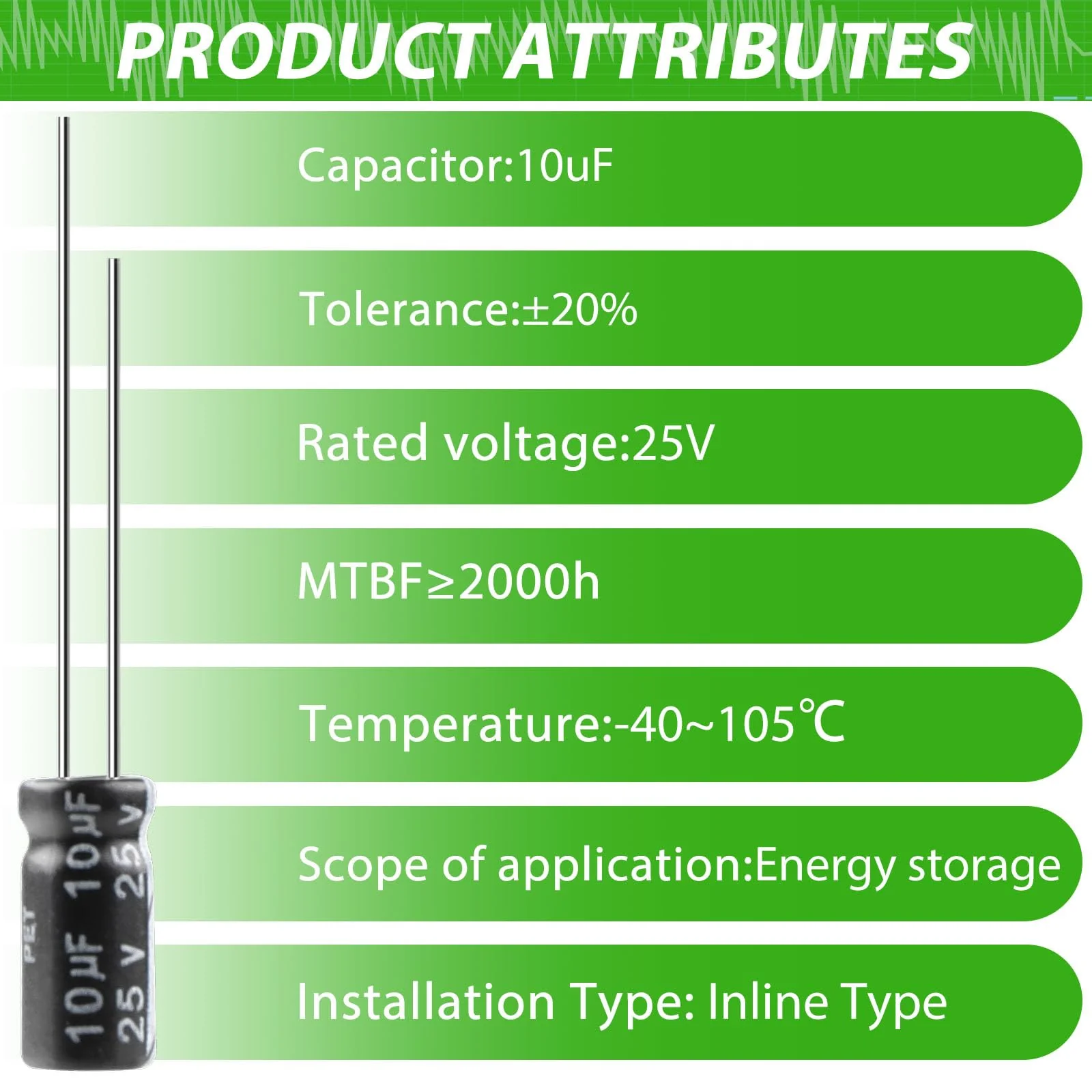 LongZYU Pack of 50 Capacitors 10µf 25V Electrolytic Capacitors Aluminium Electrolytic Capacitors Elkos Capacitor 105°C Capacitors 10µf with Storage Box 5 x 11 mm 10UF 25V - Image 4