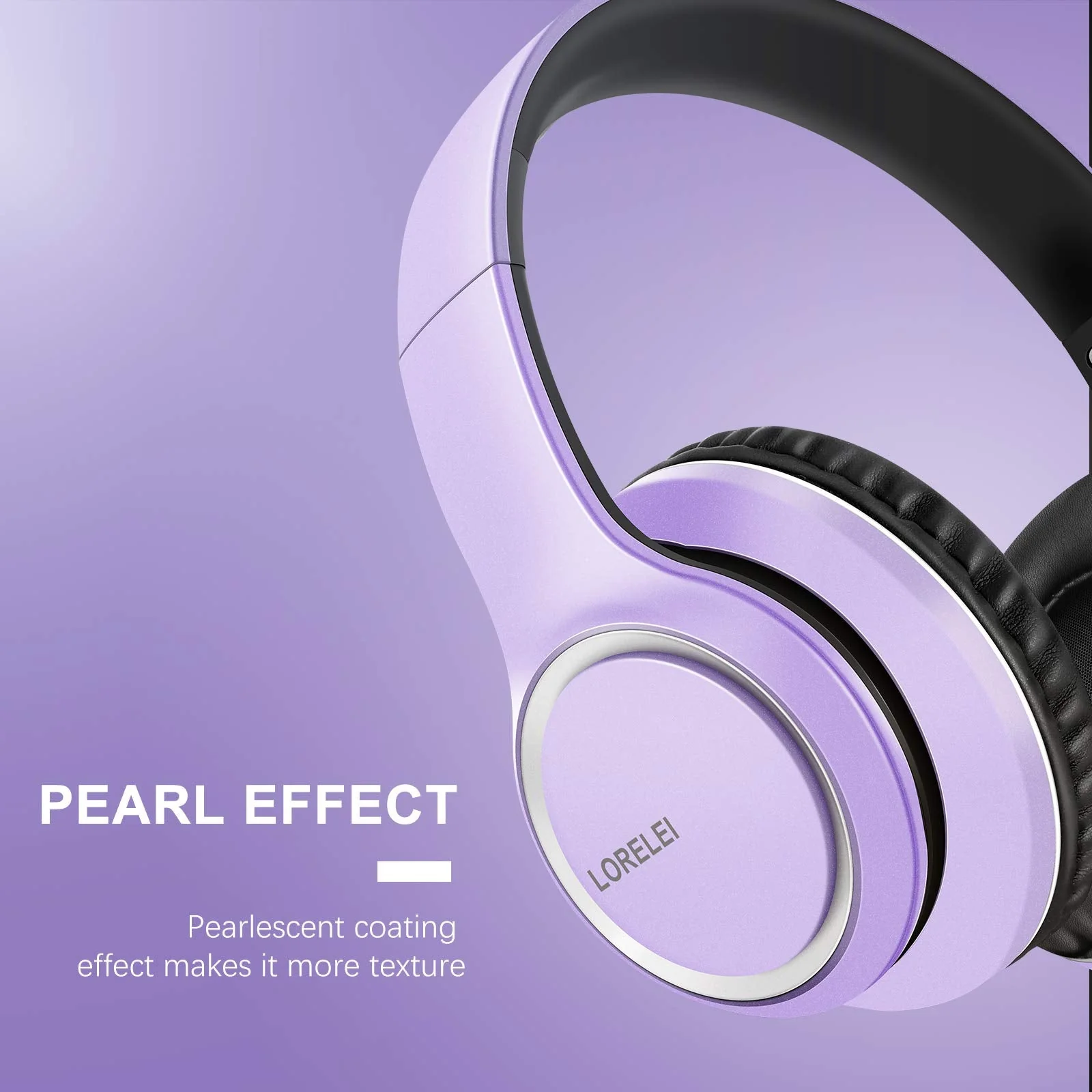LORELEI X8 Over-Ear Wired Headphones with Microphone with 1.45m-Tangle-Free Nylon Line&3.5mm Plug,Lightweight Foldable & Portable Headphones for Smartphone,Tablet,Computer,Mp3/4(Dark Purple) Dark Purple - Image 3