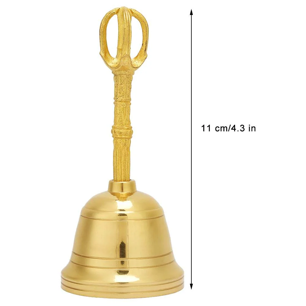 Loud Sound Gold Bell, Popular Pure Brass Hand Bell Buddhist Bell Feng Shui Taoist Instrument, 4.5 Inch Rattle Made of Brass for Wedding Events Decoration, Food Line, Alarm, Jingles, Service Bell - Image 7