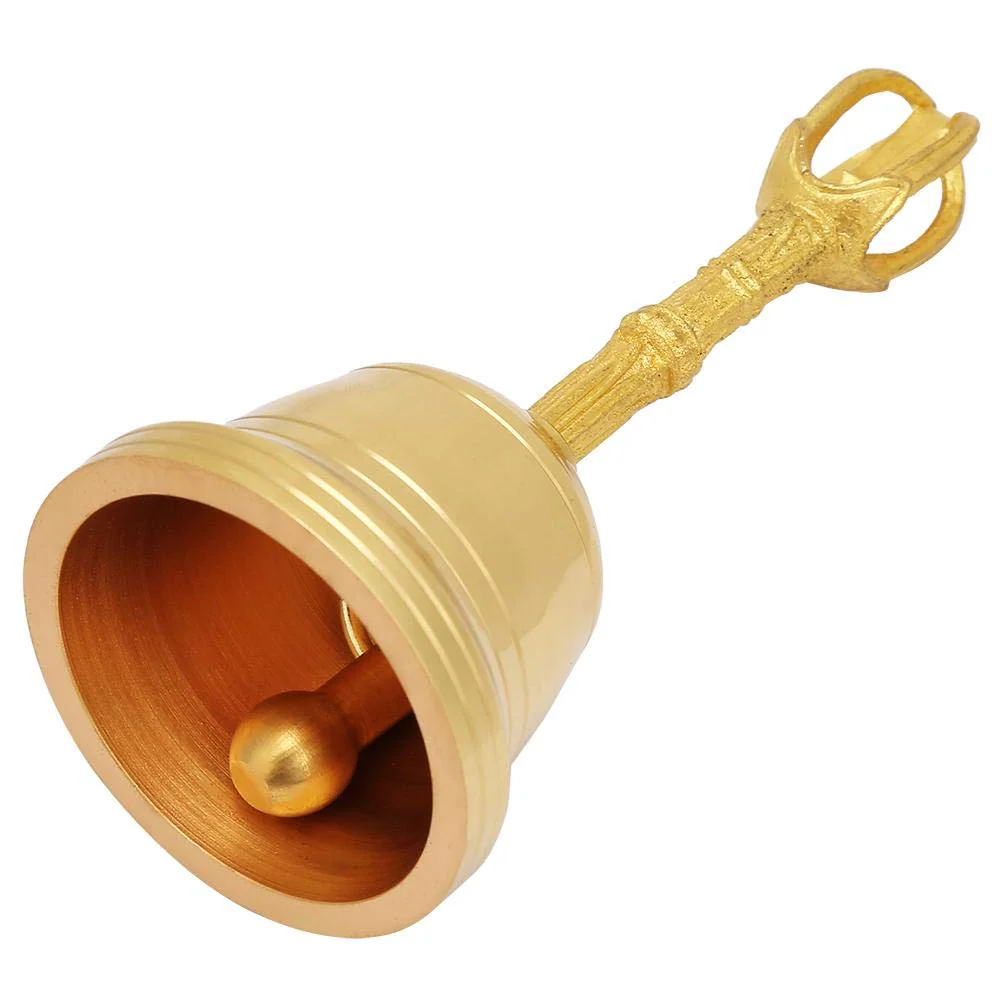 Loud Sound Gold Bell, Popular Pure Brass Hand Bell Buddhist Bell Feng Shui Taoist Instrument, 4.5 Inch Rattle Made of Brass for Wedding Events Decoration, Food Line, Alarm, Jingles, Service Bell - Image 8