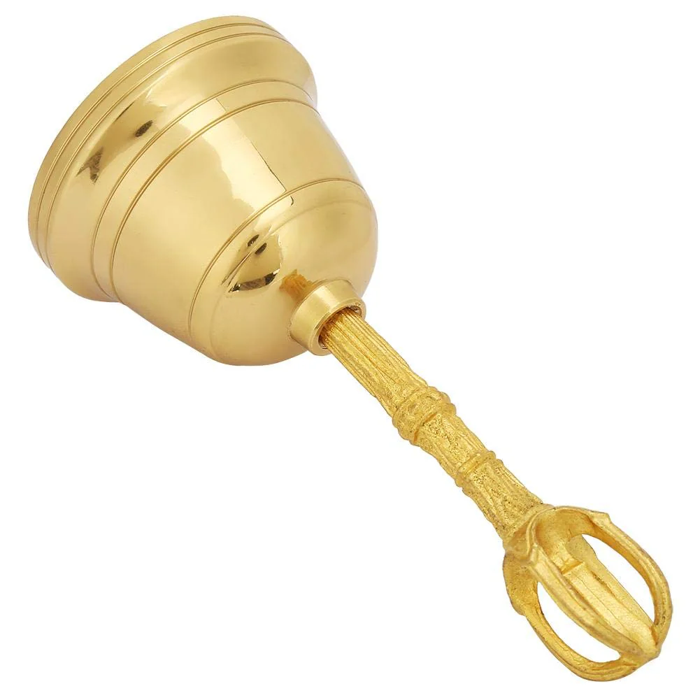 Loud Sound Gold Bell, Popular Pure Brass Hand Bell Buddhist Bell Feng Shui Taoist Instrument, 4.5 Inch Rattle Made of Brass for Wedding Events Decoration, Food Line, Alarm, Jingles, Service Bell - Image 9