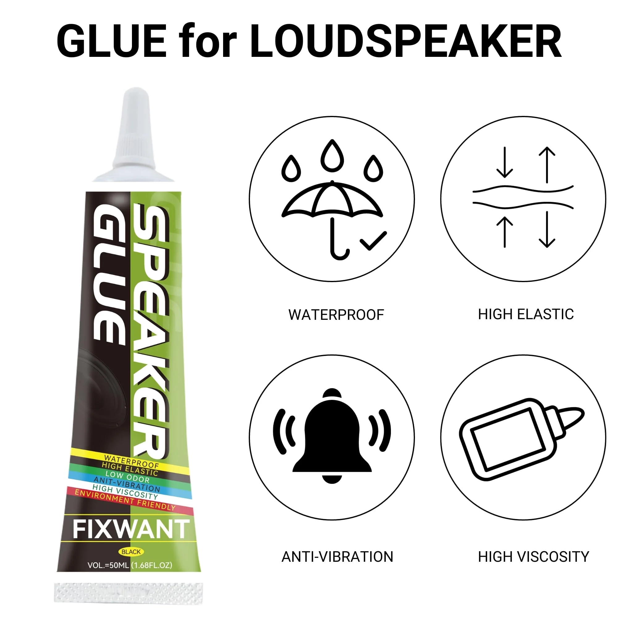 Loud Speaker Repair Glue Foam Side Dust Cap Rubber Edge Cone Basin Strong Adhesive 50ML/1.68 fl.oz (2) 2 - Image 2