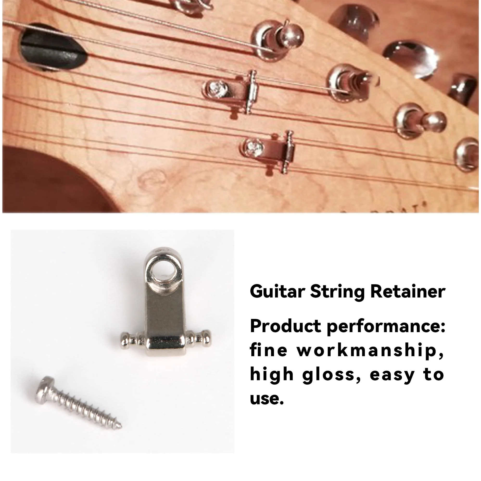 Lovermusic 20 Sets Silver Zinc Alloy Electric Guitar Roller String Tree & 20pcs Retainers Guides with Screws Electric Guitar Parts - Image 3