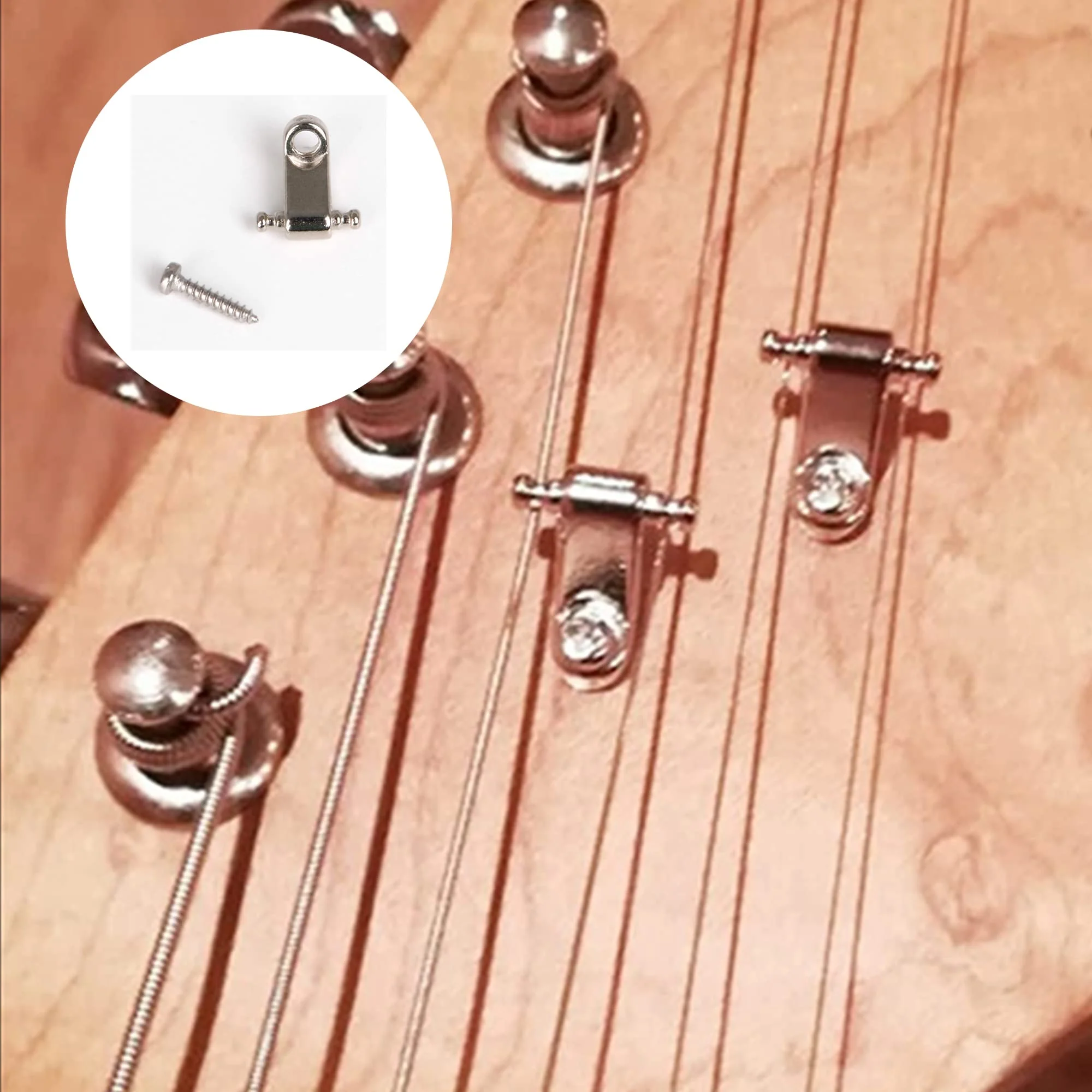 Lovermusic 20 Sets Silver Zinc Alloy Electric Guitar Roller String Tree & 20pcs Retainers Guides with Screws Electric Guitar Parts - Image 5