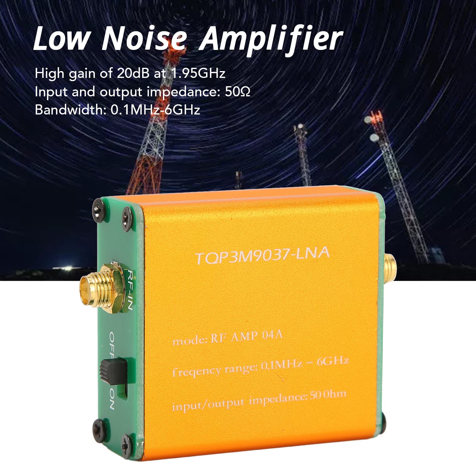 Low Noise 0.1 MHz 6 GHz Amplifier, 20 dB LNA Amplifier with High Gain for Shortwave, FM Radio, HF Power Preamp Module, SMA Socket (Supplied with Built-in Battery) Supplied with built-in battery - Image 4
