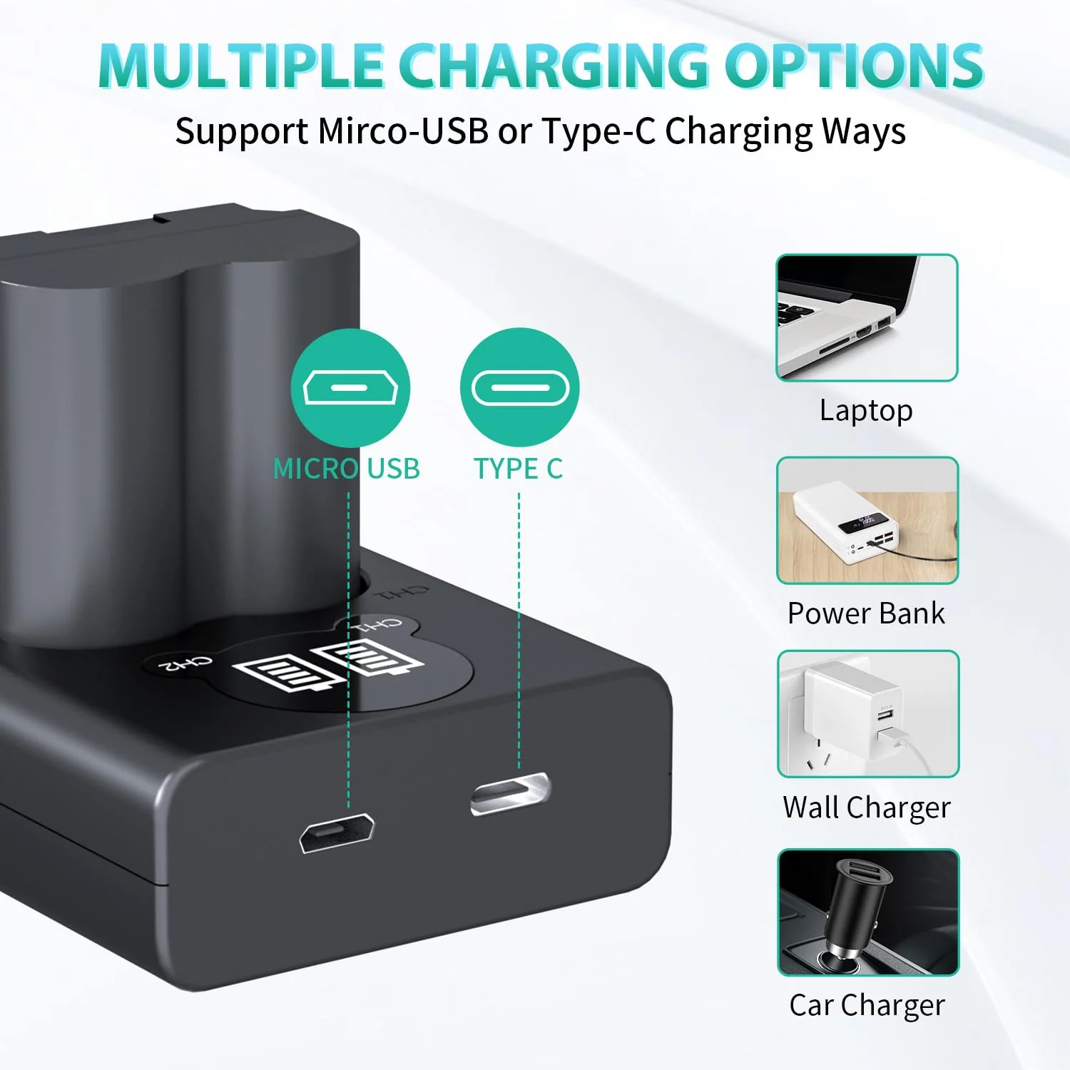 LP NP-W235 Battery Charger Pack, LED Dual Slot USB Charger, 2-Pack 2400mAh Replacement Batteries for Fujifilm X-T5, X-S20, X-H2, X-H2S, GFX 100S, GFX 50S II, X-T4, VG-XT4 Battery Grip - Image 4